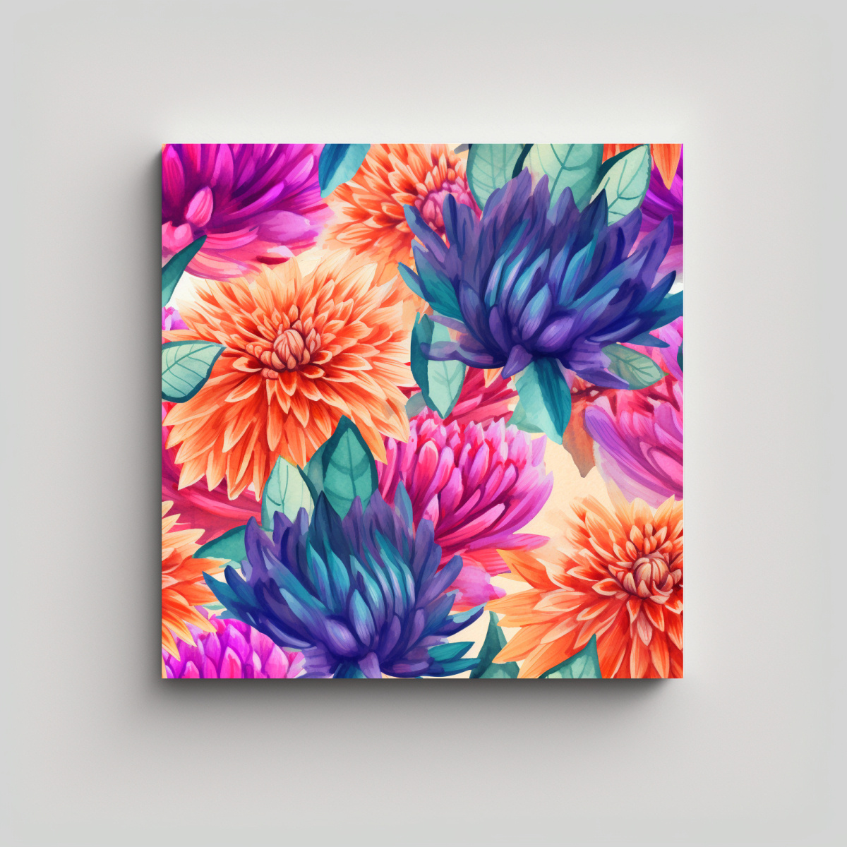 DISEÑO FLORAL COLORIDO VIBRANTE AQUARELL 20X20 CM - 1