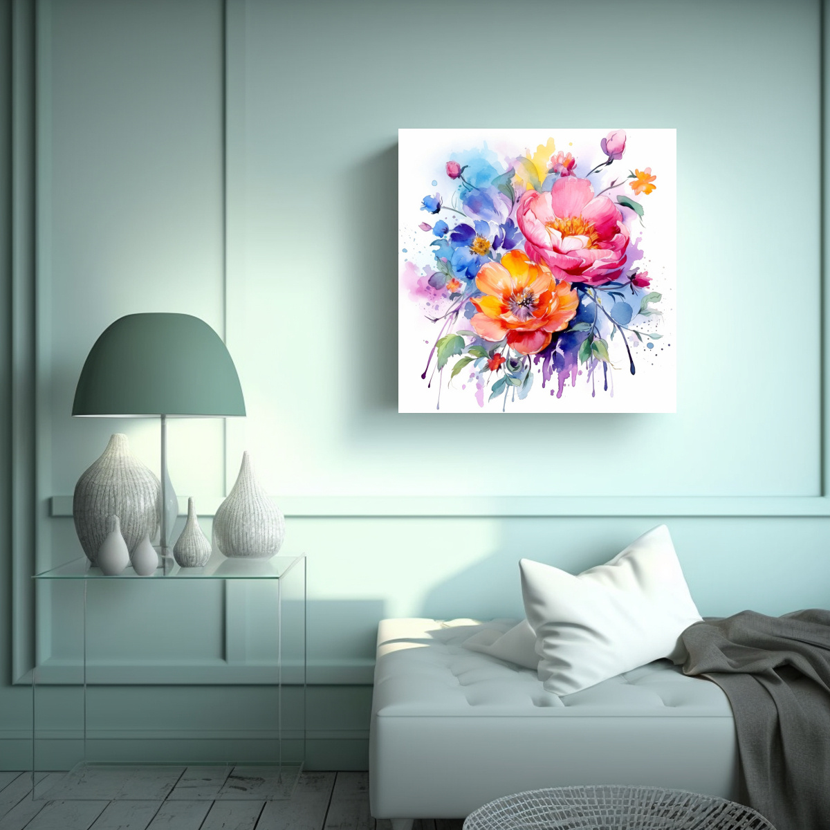 ARTE FLORAL SUBLIMADO EN TELA BASTIDOR 60X60 CM - 2