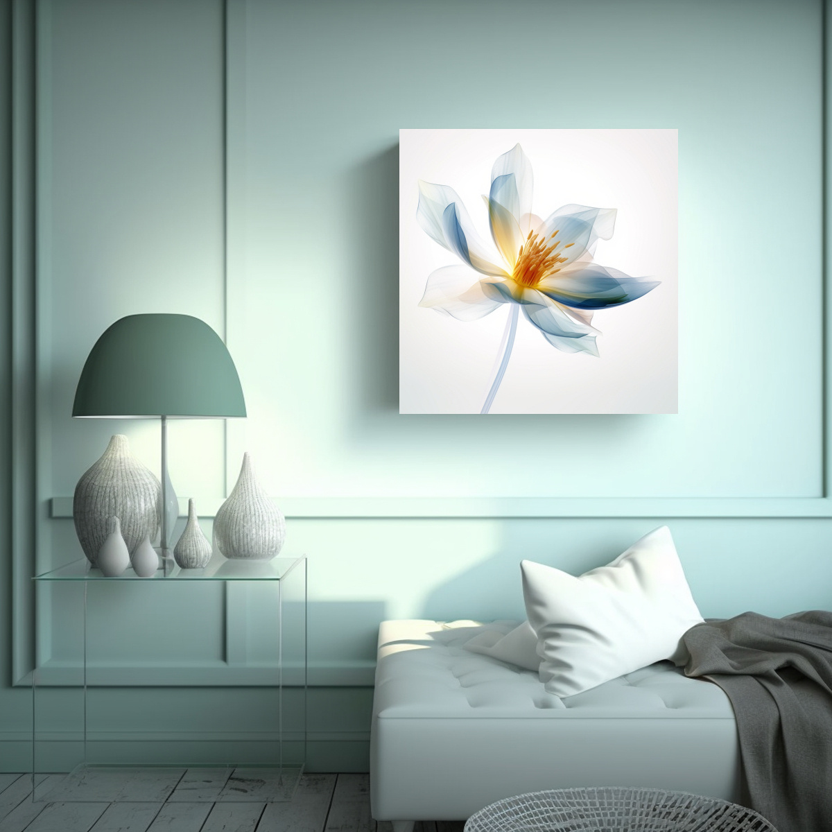 RESUMEN FLORAL SEMITRANSPARENTE, PINTURA 80X80 CM - 2