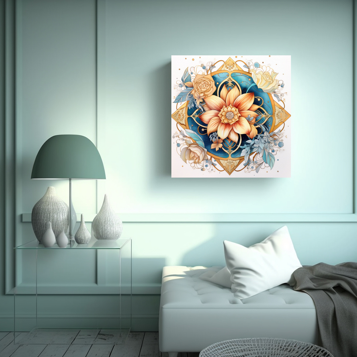 CONCEPTO DIMENSIONES ARTE PARED FLOR MANDALA 60X60 CM - 2