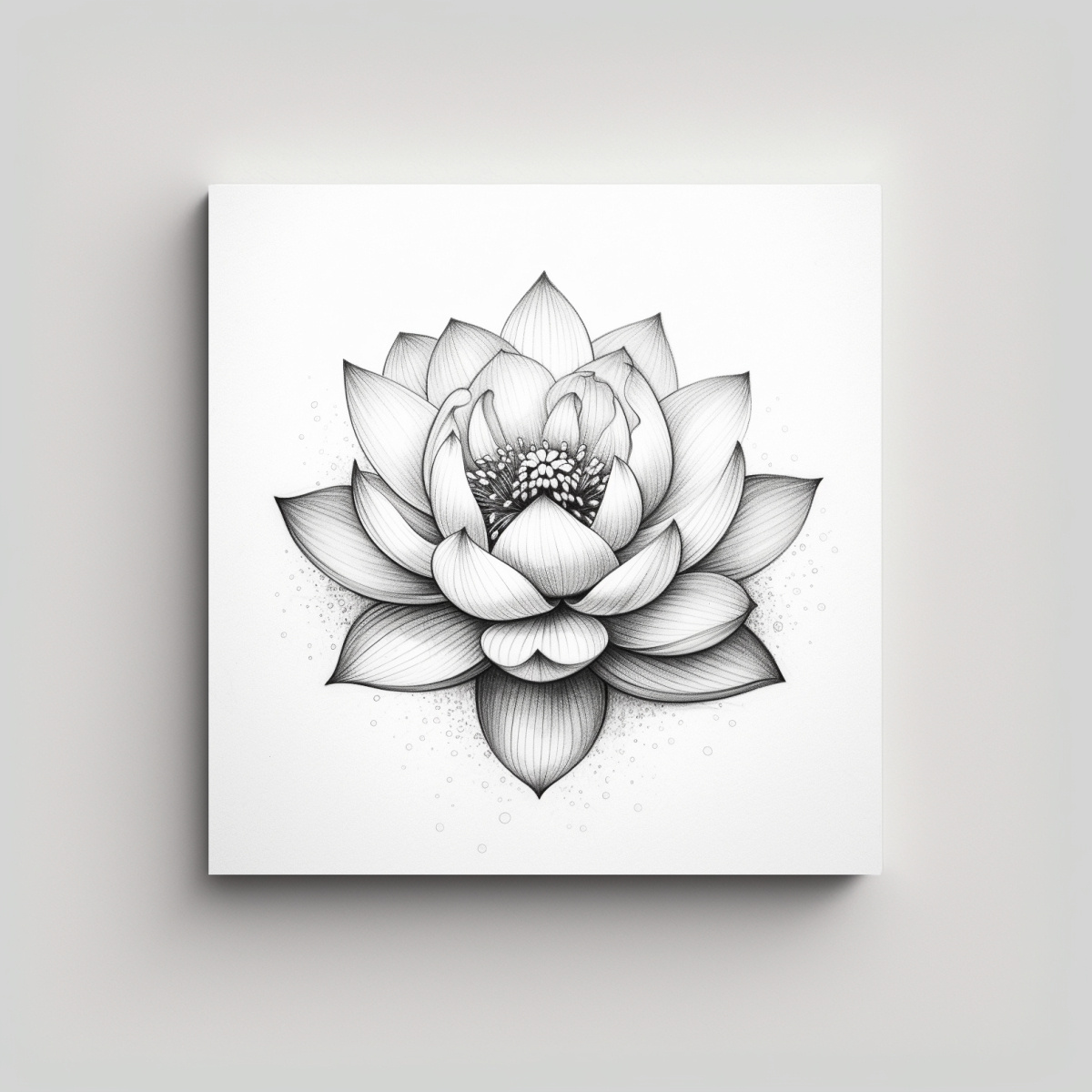 ARTE DE TATUAJE EN LIENZO, FLOR DE LOTO CALIDOS 50X50 CM - 1