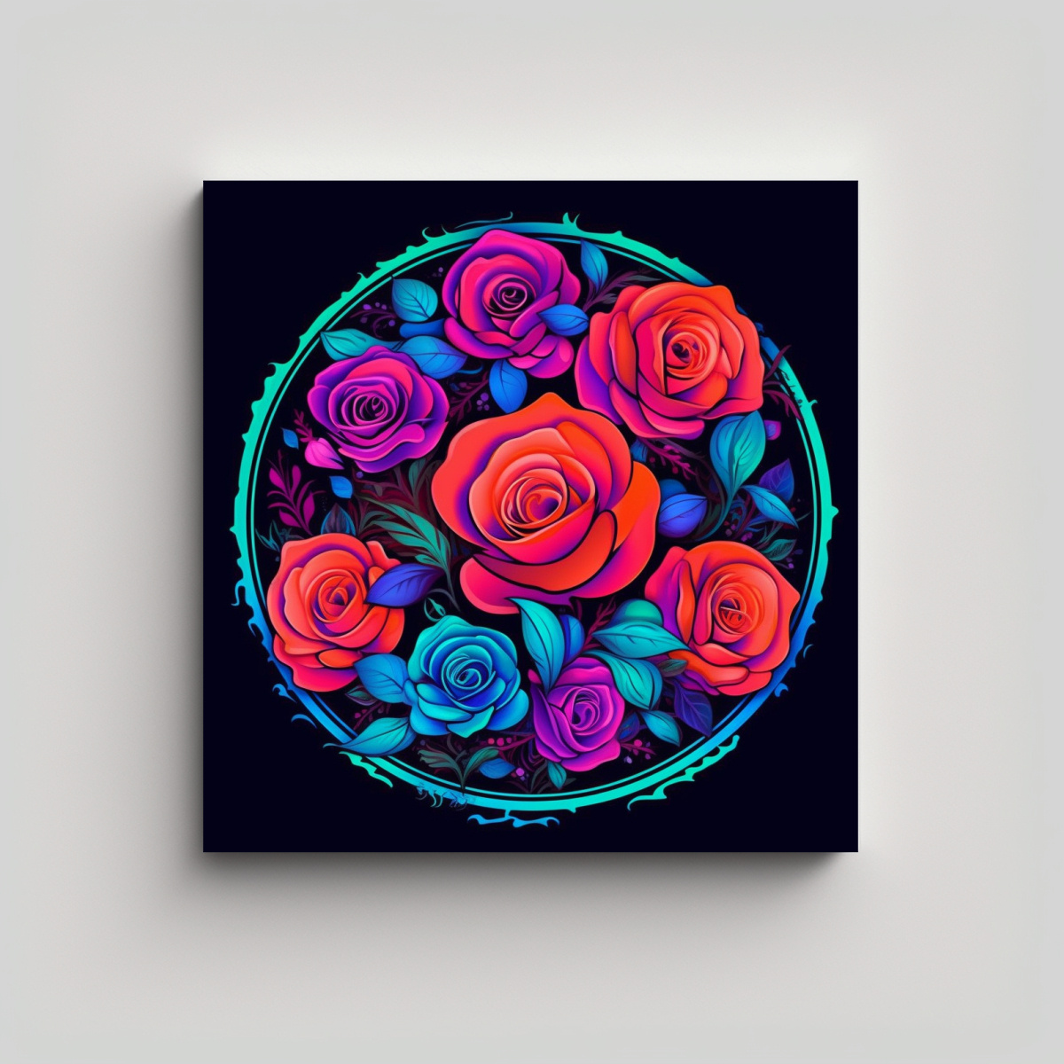 ROSES NATUREZA LIENZO, MOTIVOS DE HOJAS, 100X100 CM - 1