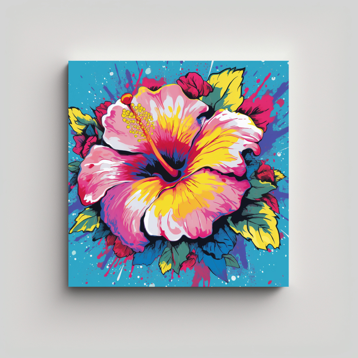 ARTE POP ESTILO HIBISCO CONCEPTO ESTÉTICO LIENZO 40X40 CM - 1