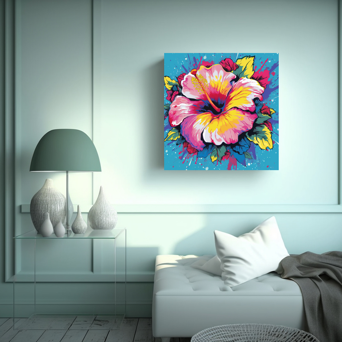 ARTE POP ESTILO HIBISCO CONCEPTO ESTÉTICO LIENZO 40X40 CM - 2