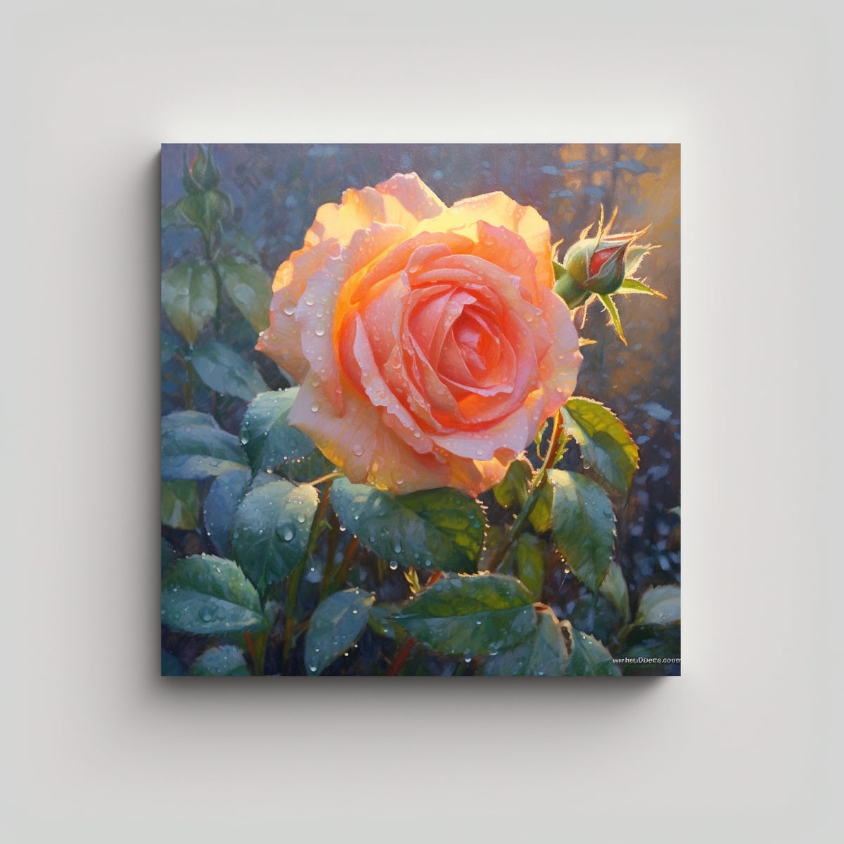 PINTURA DE ACEITE DE ROSAS MODERNA ARTE DE PARED 90X90 CM - 1