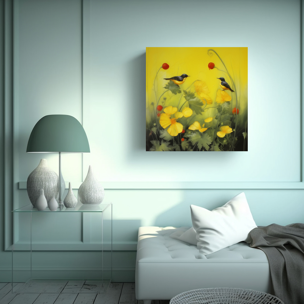 DECORACIÓN INSPIRADORA FLORES AMARILLAS PARA 70X70 CM - 2