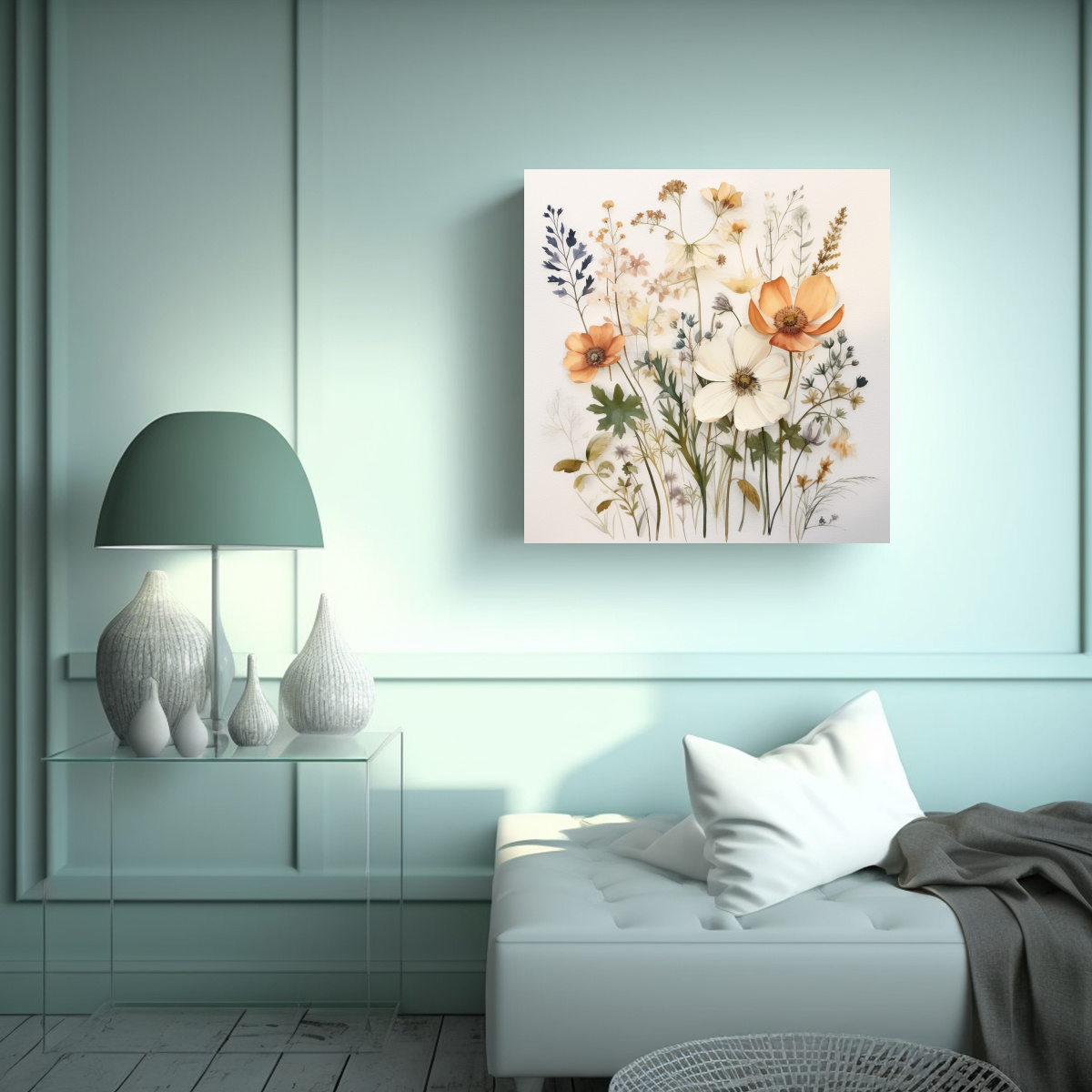 ARTE DE PARED BOTÁNICO BOHO CULTURAR FLORES 20X20 CM - 2