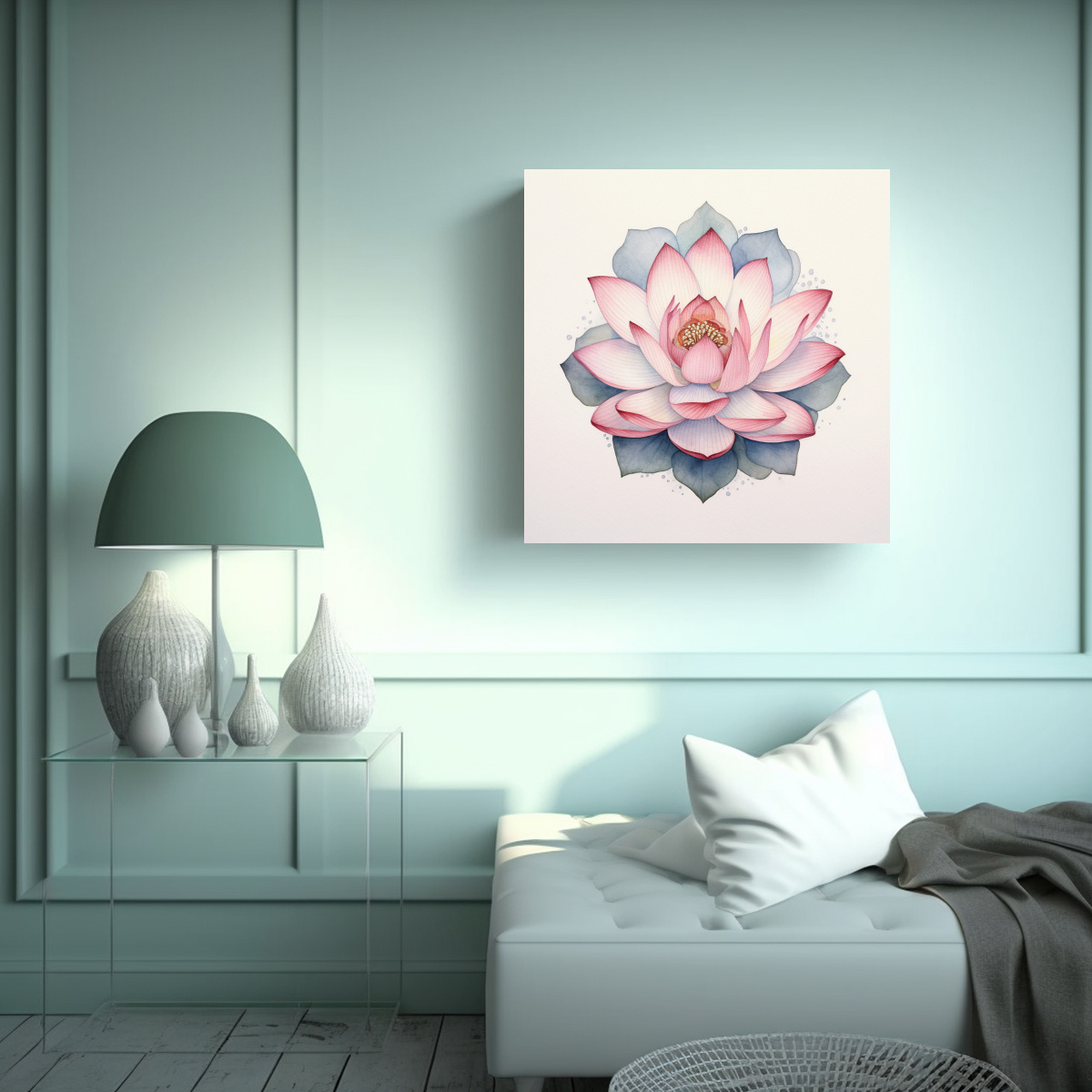 CUADRO DECORATIVO CANVA DE LOTO MANDALA EN 20X20 CM - 2