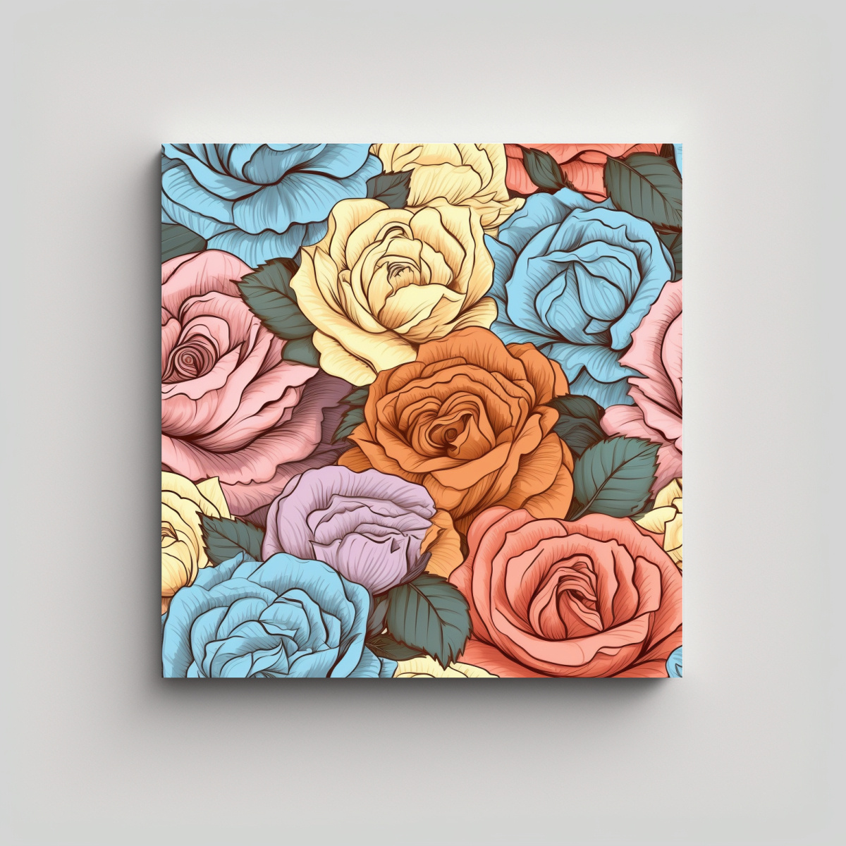 CUADRO MODERNO DE ARTE DE PARED CON ROSAS 40X40 CM - 1