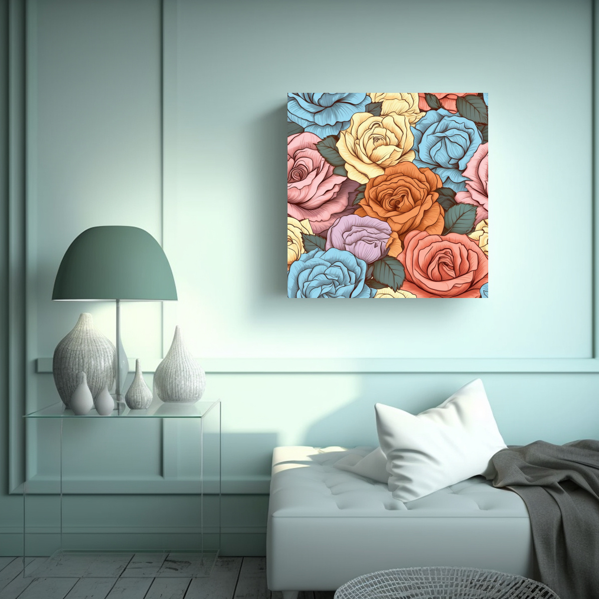 CUADRO MODERNO DE ARTE DE PARED CON ROSAS 40X40 CM - 2