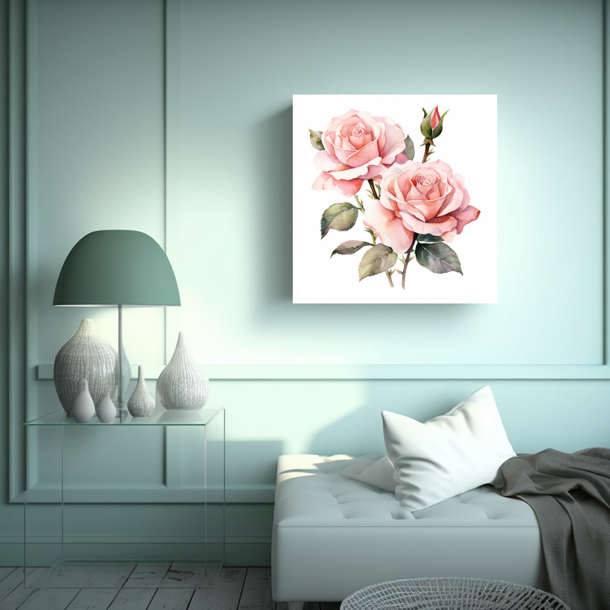 ILUSTRACIÓN ACUARELA PASTEL ROSA: INSPIRACIÓN 80X80 CM - 2