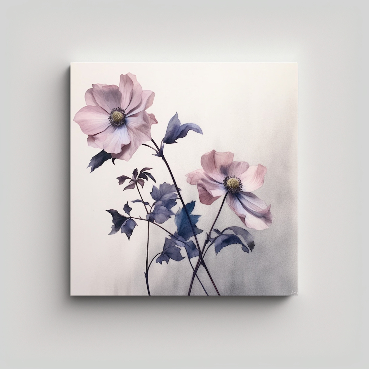 CUADRO MINIMALISTA DETALLADO DE FLORES EN ÓLEO 70X70 CM - 1