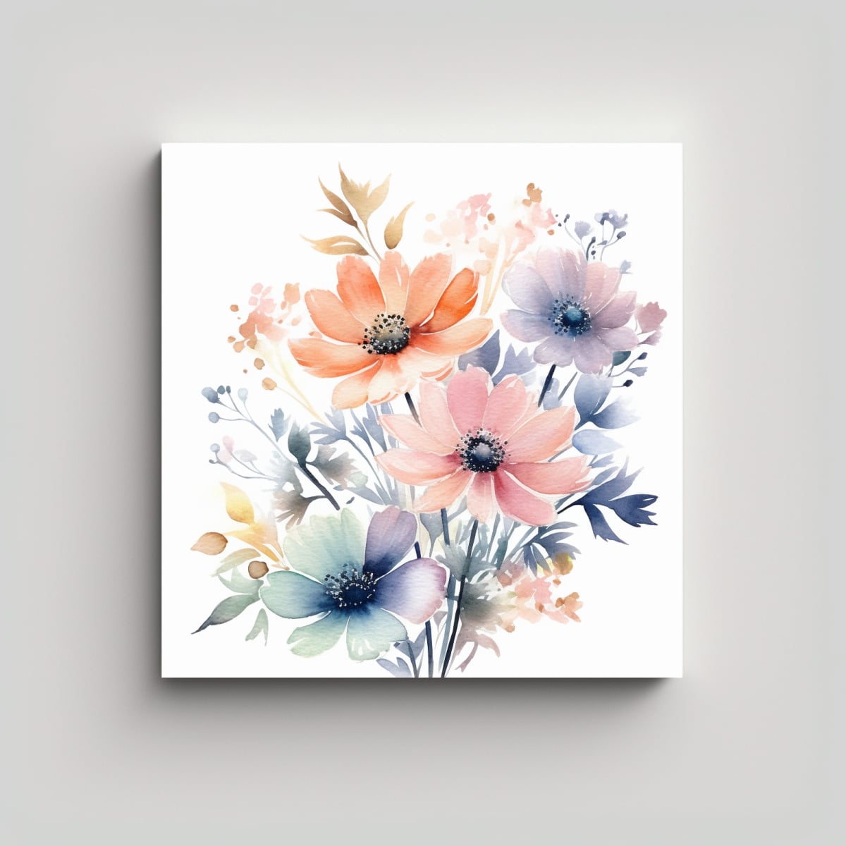COMBINACIÓN ESPECTACULAR DE FLORES EN LIENZO 50X50 CM - 1