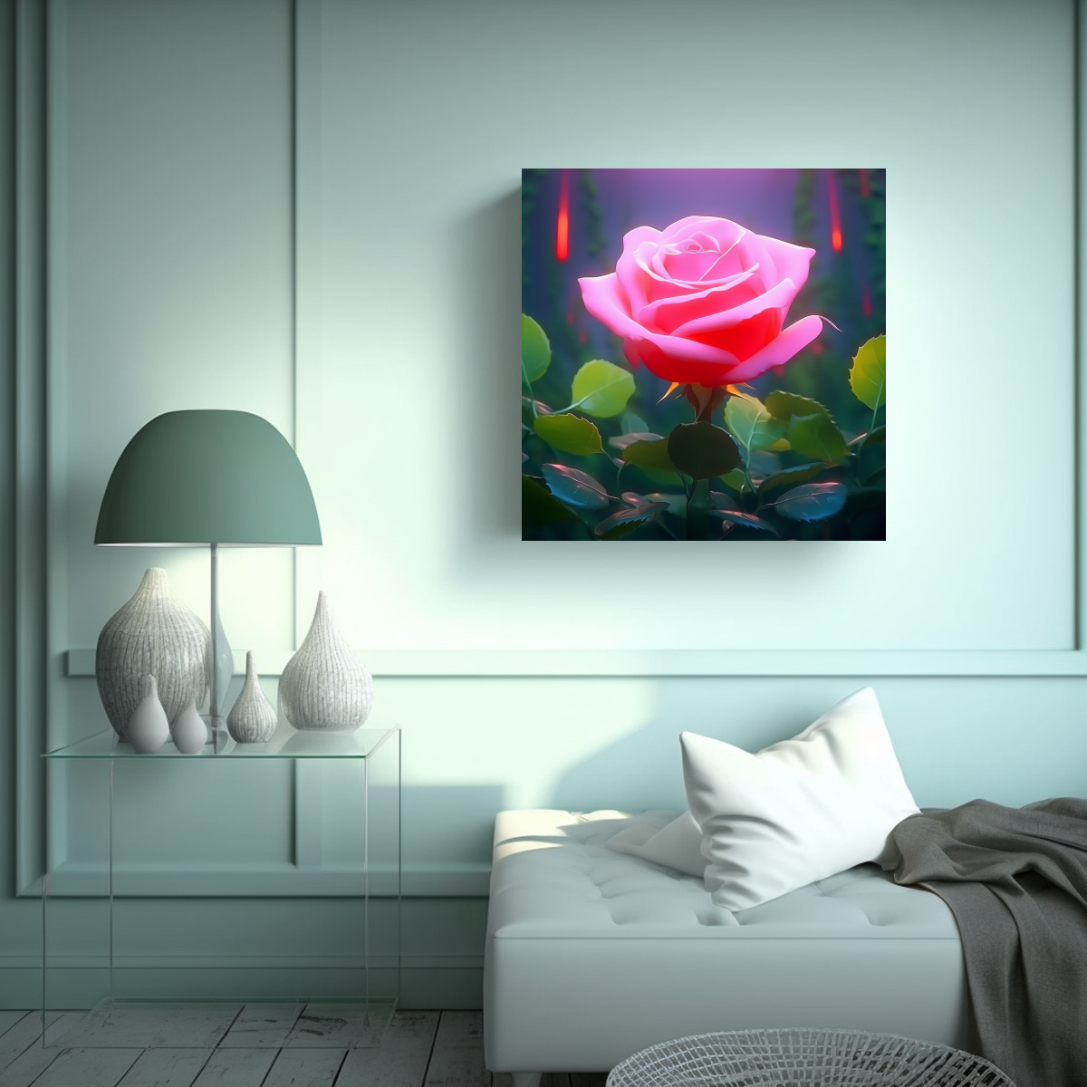 ACUARELA SIMPLICIDAD: CUADRO DECORATIVO EN TELA 90X90 CM - 2