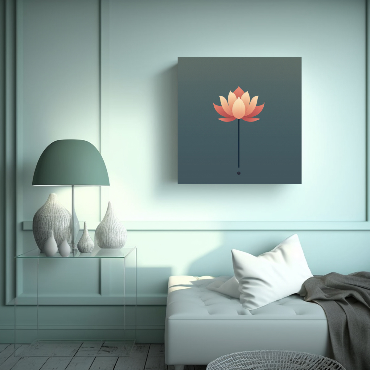 ARTE MINIMALISTA LOTO FLOR PARED PROTAGONISMO 30X30 CM - 2