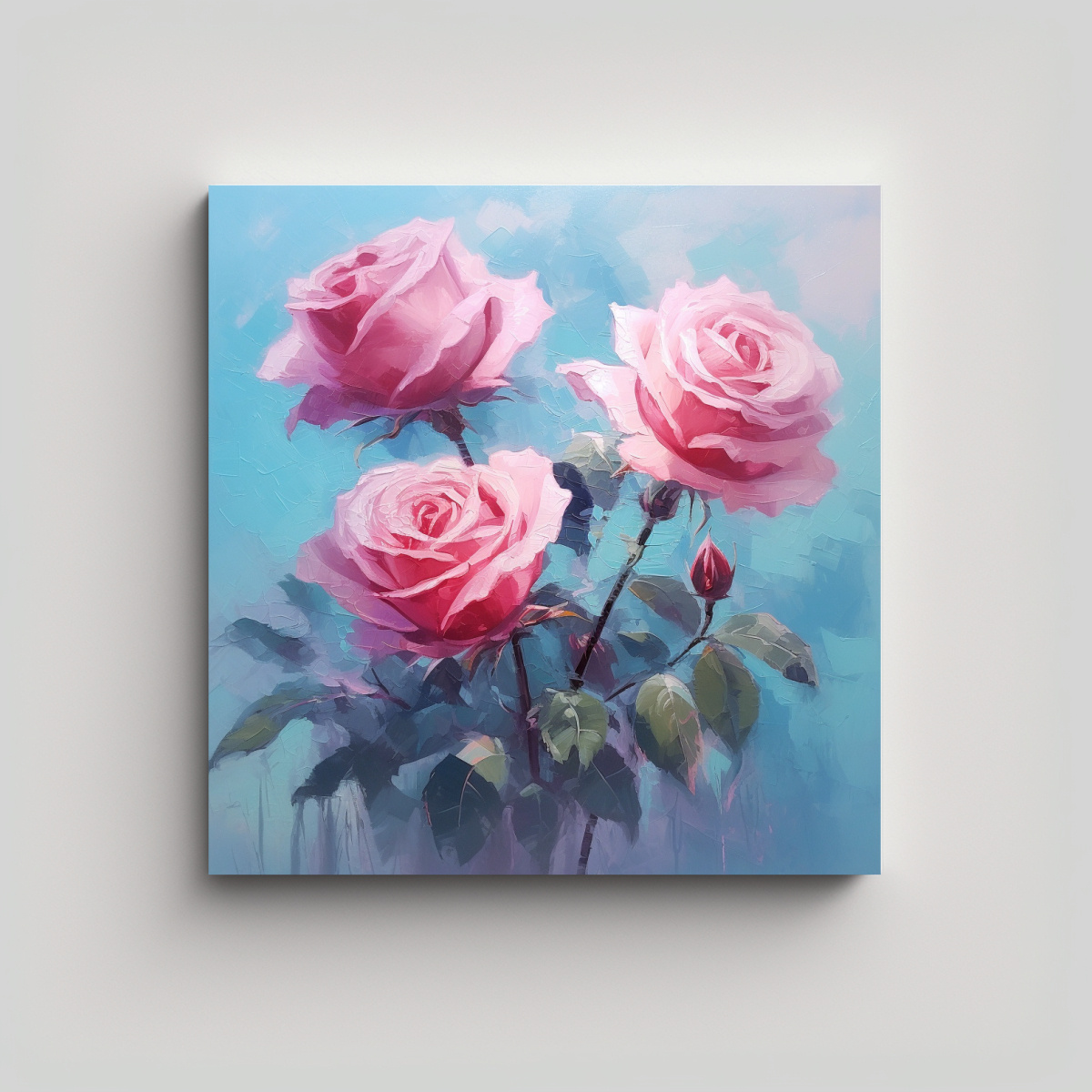 CUADRO ROSA EN MOVIMIENTO: ESTILO DRE EN FONDO 90X90 CM - 1