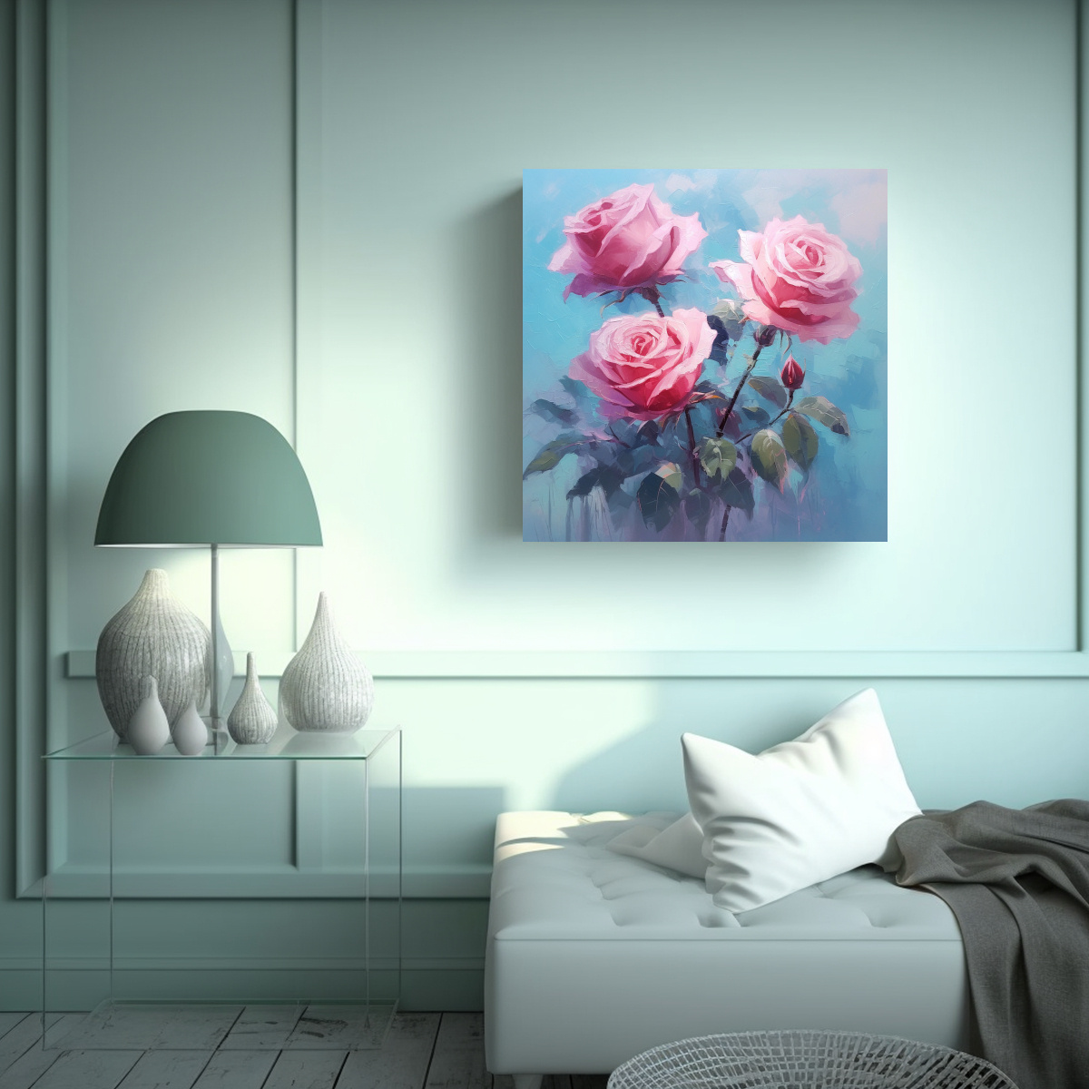 CUADRO ROSA EN MOVIMIENTO: ESTILO DRE EN FONDO 90X90 CM - 2