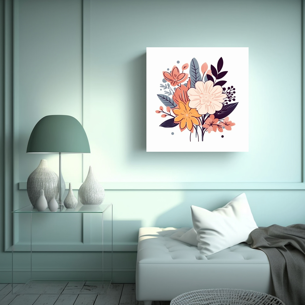 ARTE DE SIMETRÍA INSPIRADOR: BOUQUET DE FLORES Y 60X60 CM - 2