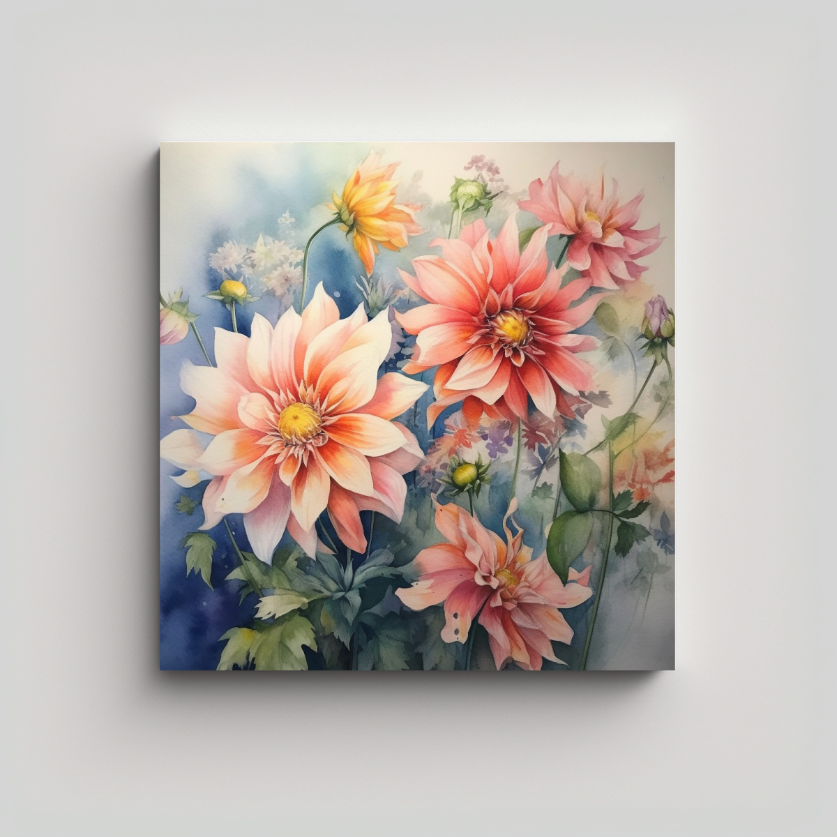CUADROS DECORATIVOS DE FLORES EN ACUARELA CON 30X30 CM - 1