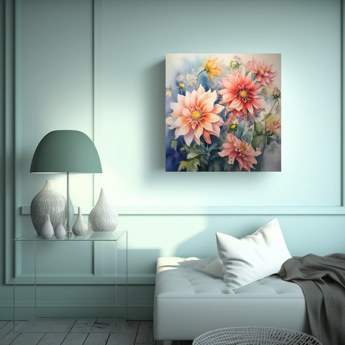 CUADROS DECORATIVOS DE FLORES EN ACUARELA CON 30X30 CM - 2