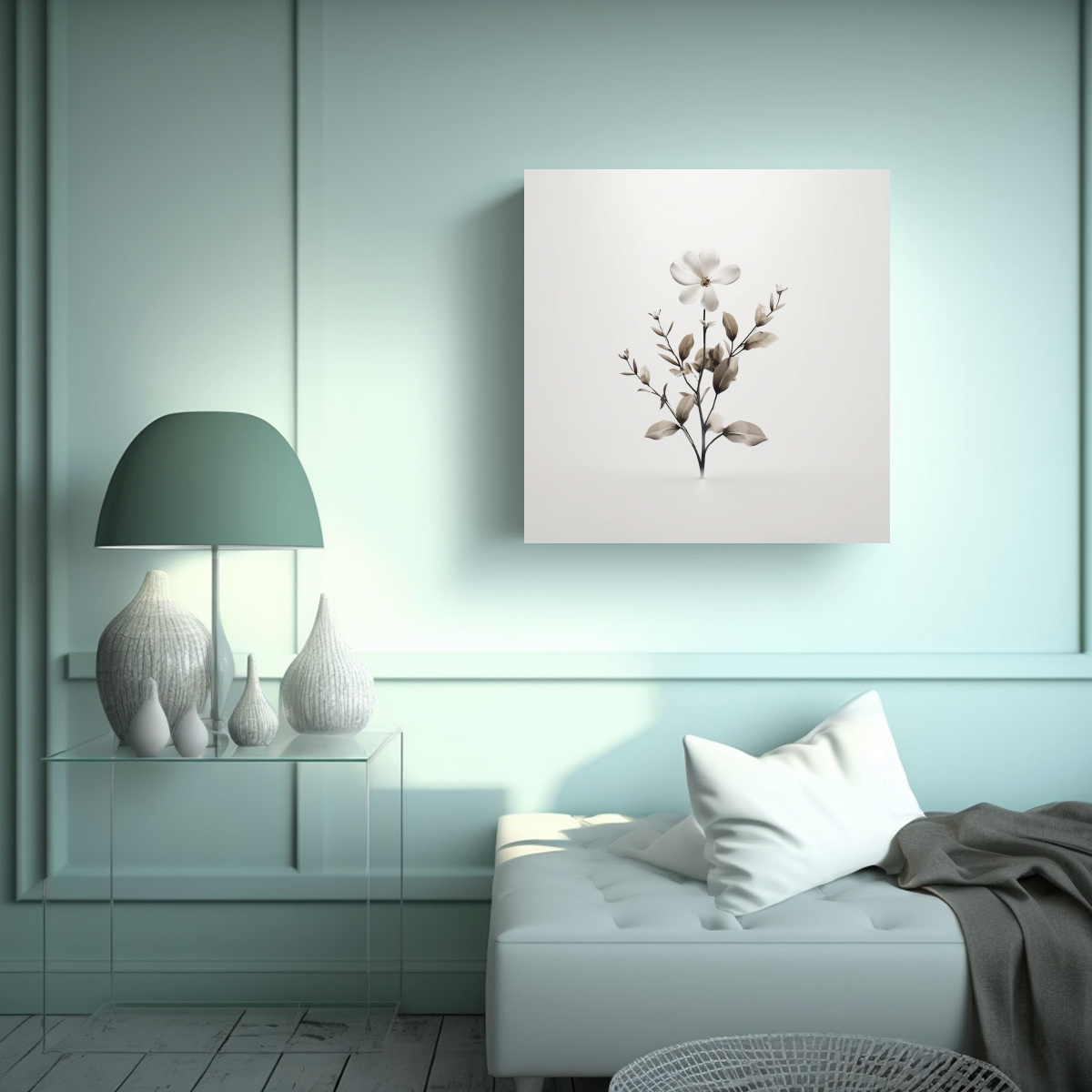 DISEÑO FLORAL MINIMALISTA EN CUADRO MODERNO CON 20X20 CM - 2