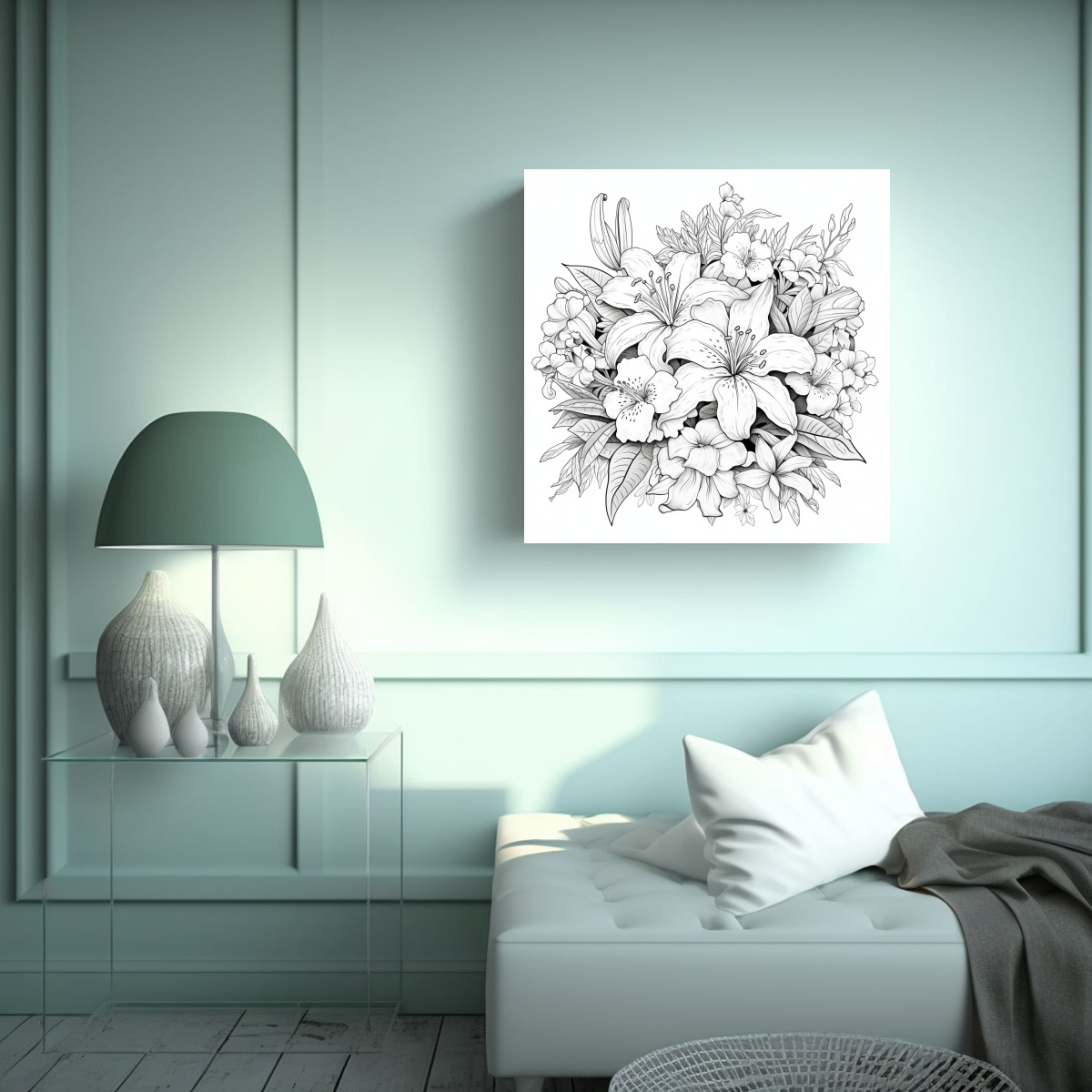 ARTE CUADRADO JONES PÁGINA ADULTOS TEMA BOTÁNICO 40X40 CM - 2