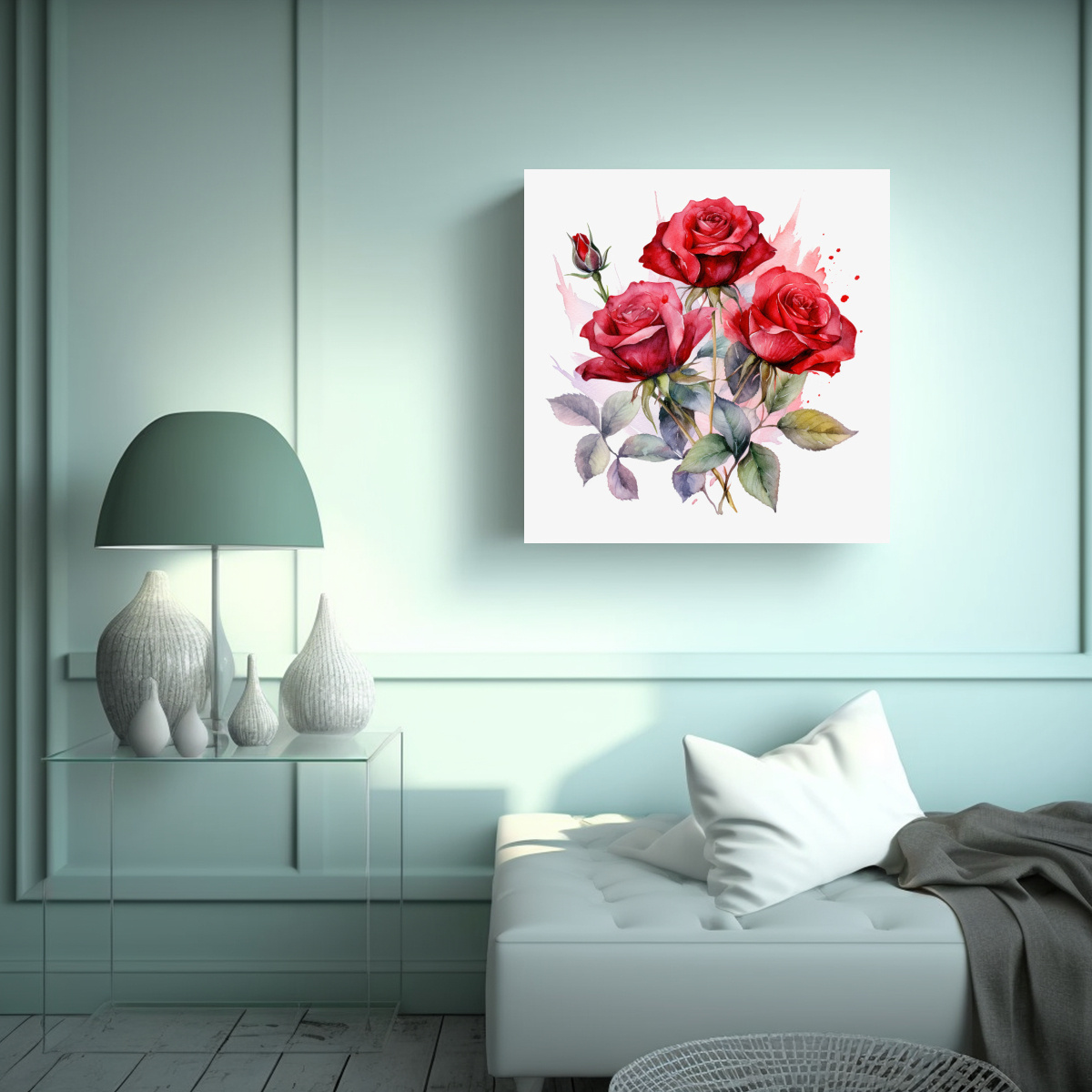 COMPOSICIÓN DE MOVIMIENTO Y RAMO DE ROSAS ROJAS 100X100 CM - 2