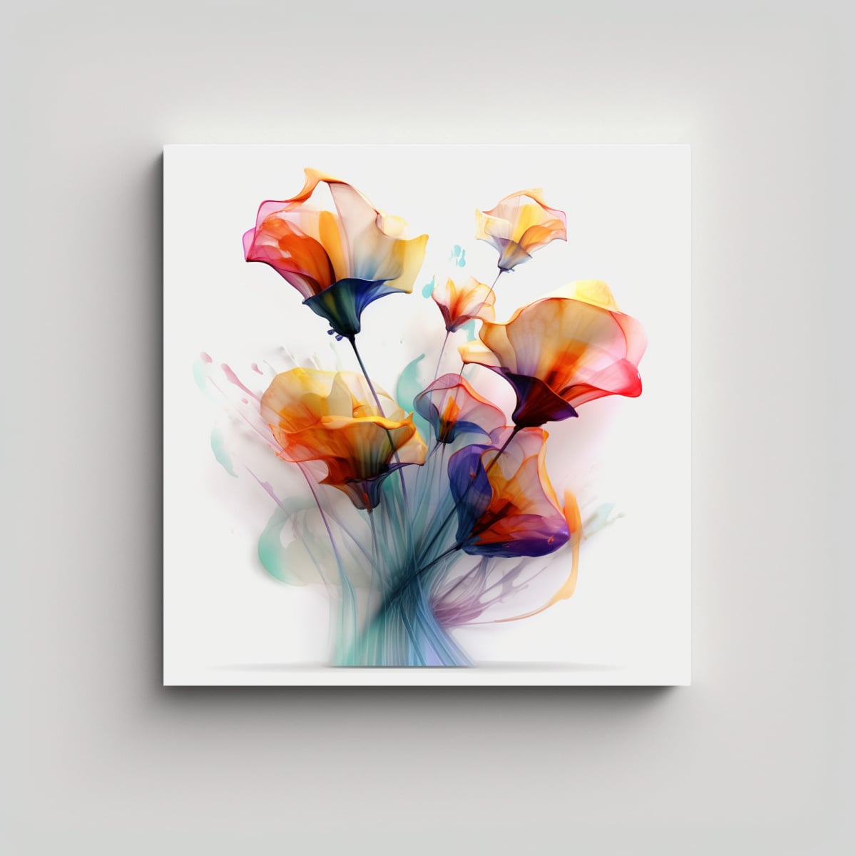 ARTE ABSTRACTO DE FLORES EN TONOS LIVING PARA 20X20 CM - 1