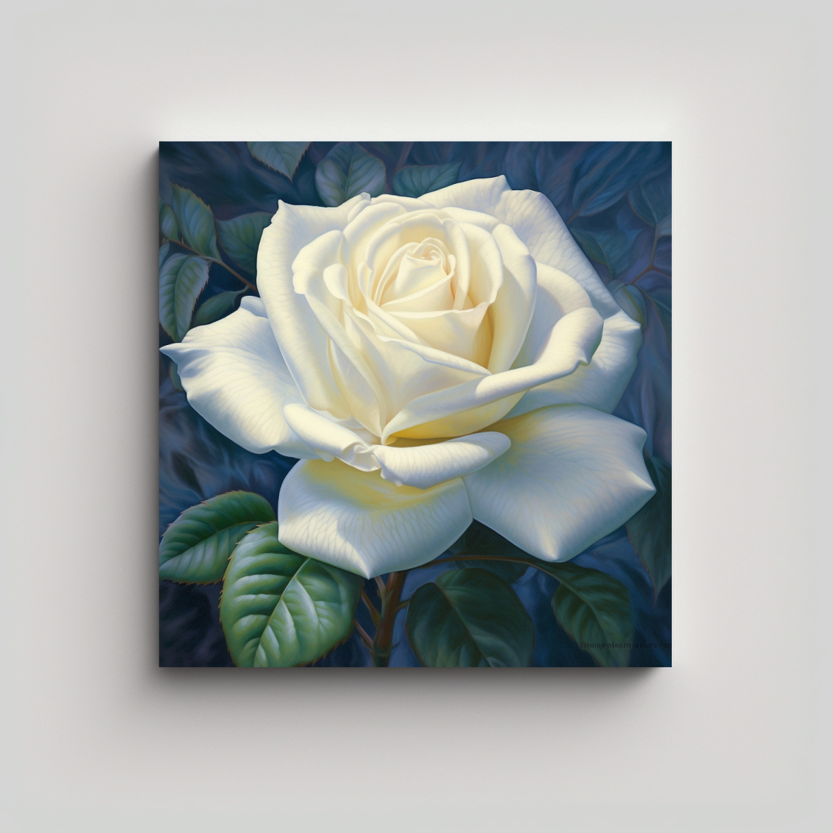 CUADRO DECORATIVO LIENZO DE ROSA BLANCA: TEMA 100X100 CM - 1