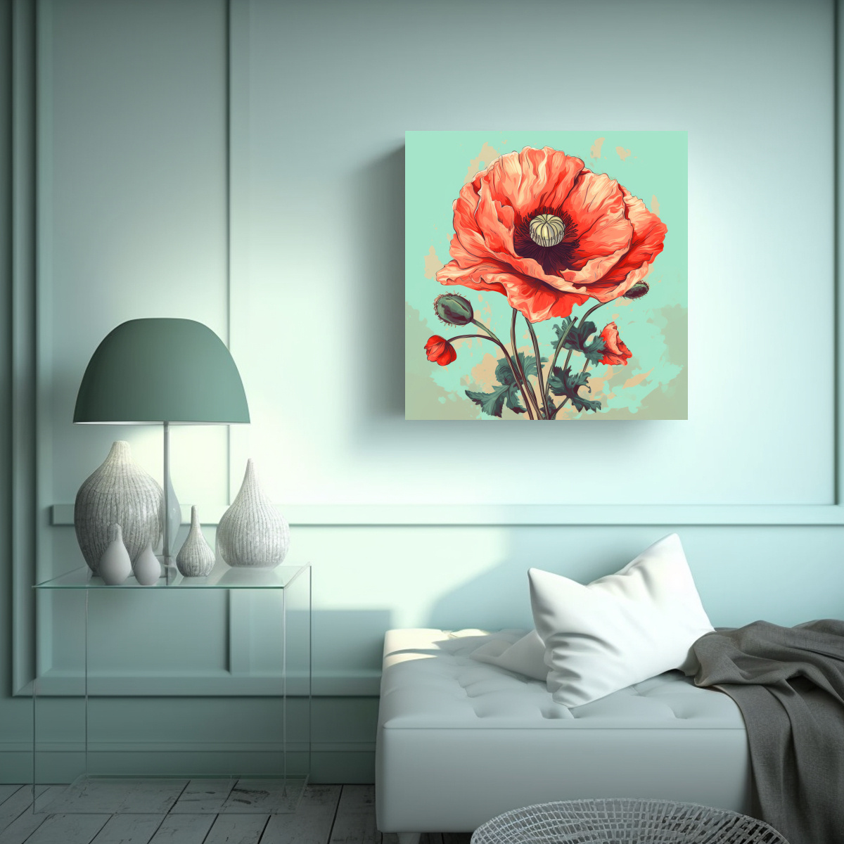 FANTÁSTICO LIENZO VINTAGE CON ILUSTRACIÓN 80X80 CM - 2