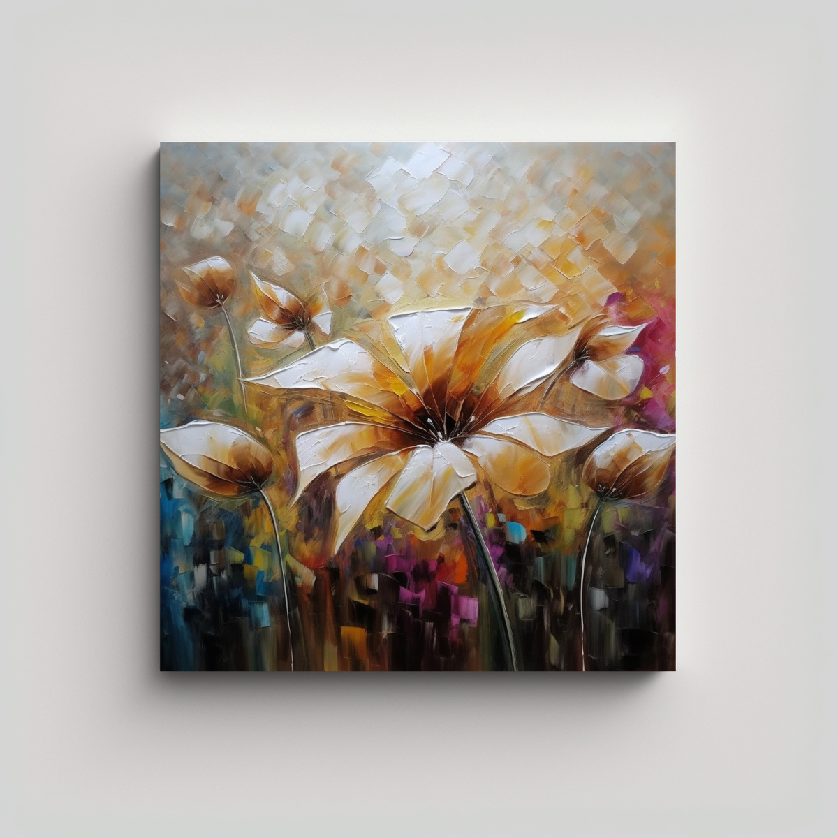 CUADRO DECORATIVO ROSA EN TELA BASTIDOR - ARTE 40X40 CM - 1