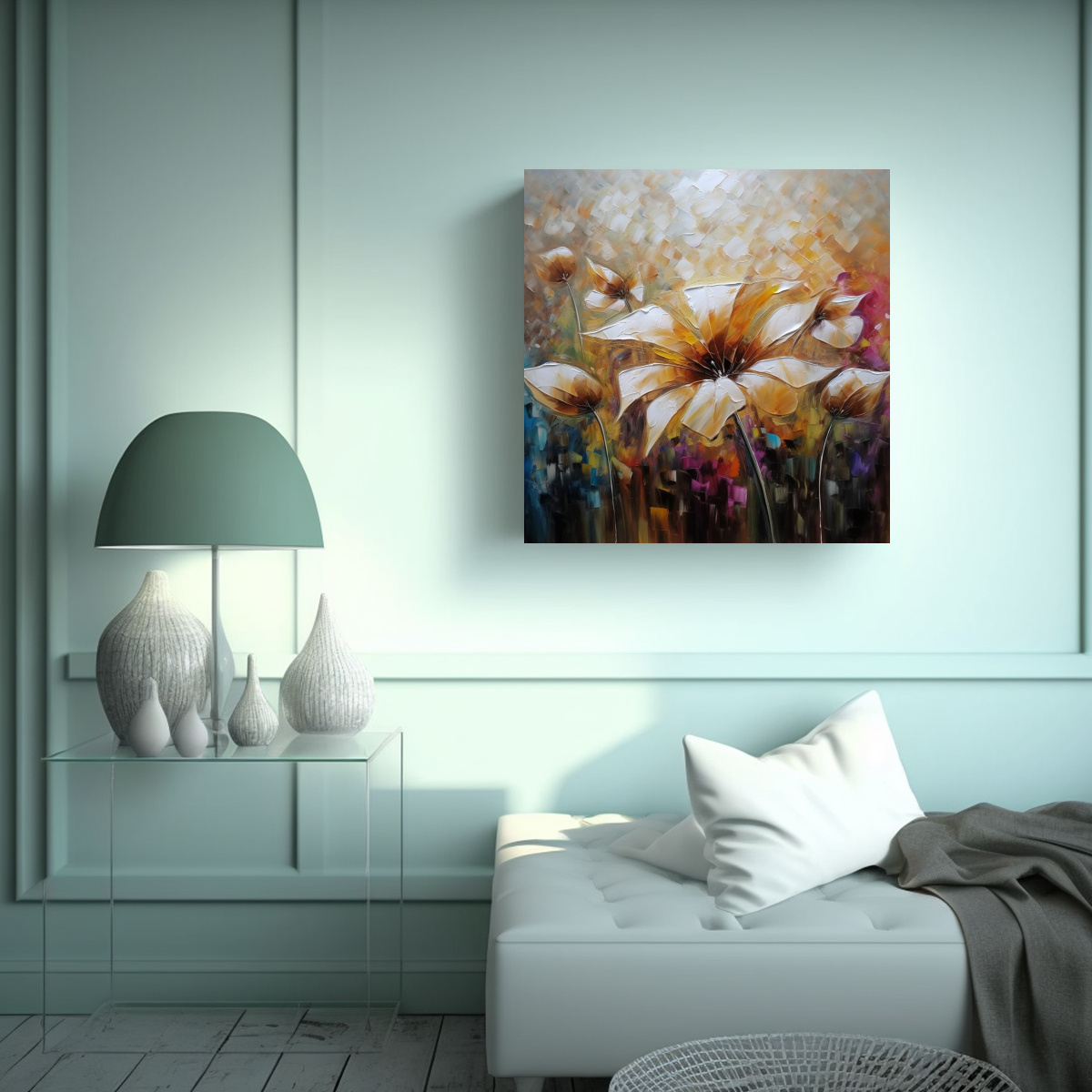 CUADRO DECORATIVO ROSA EN TELA BASTIDOR - ARTE 40X40 CM - 2