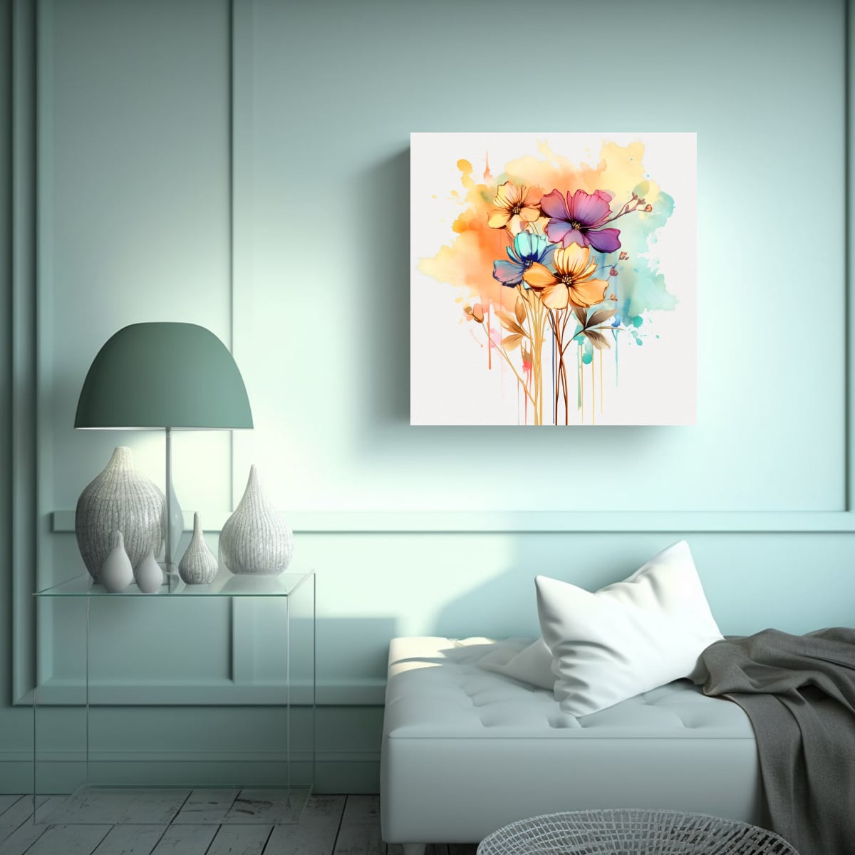 CLIPART DE FLORES SALVAJES EN TINTA DE ALCOHOL 70X70 CM - 2