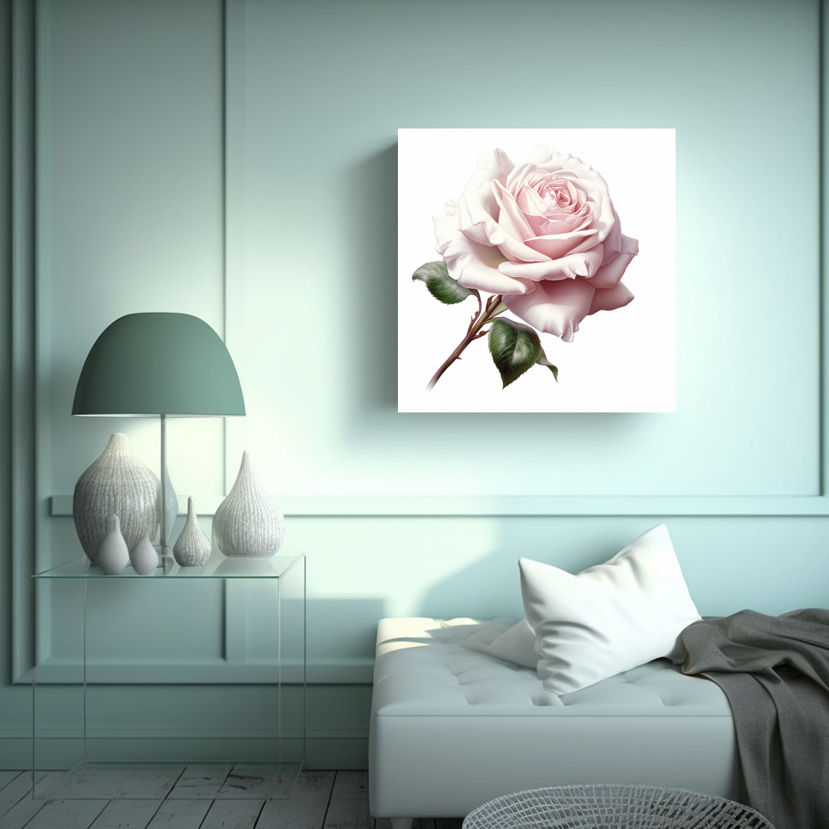 CLÁSICO LIENZO DE ALTA CALIDAD: ROSA BLANCA CON 20X20 CM - 2