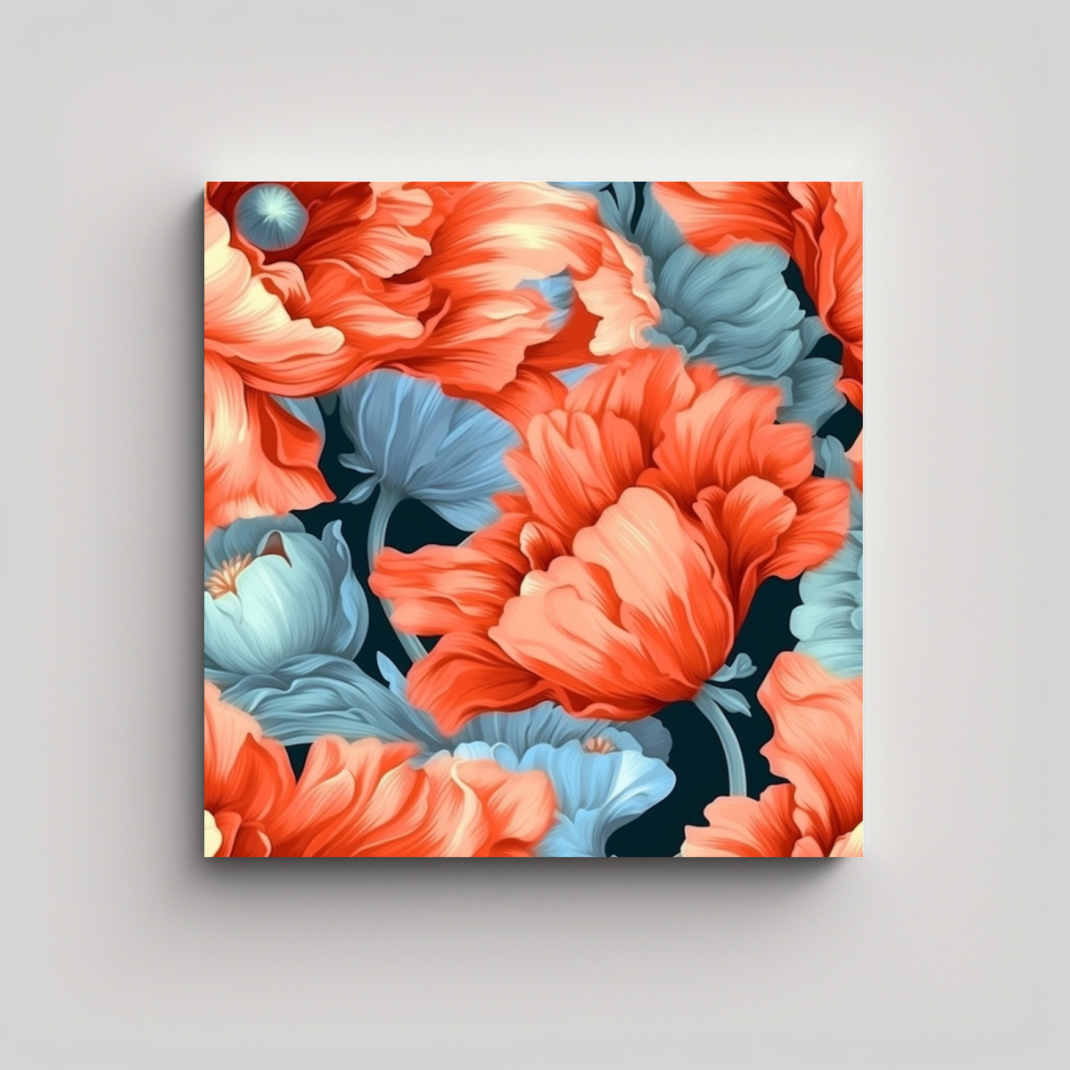 CUADRO DE PION FLOWER EN LIENZO DE ALTA CALIDAD Y 30X30 CM - 1