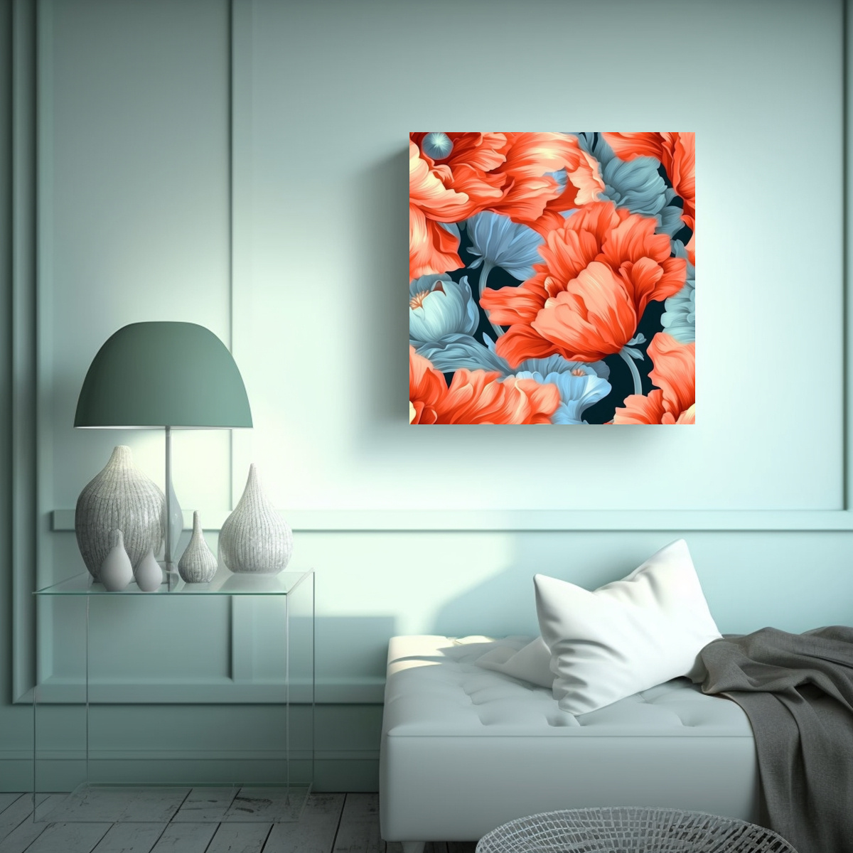 CUADRO DE PION FLOWER EN LIENZO DE ALTA CALIDAD Y 30X30 CM - 2