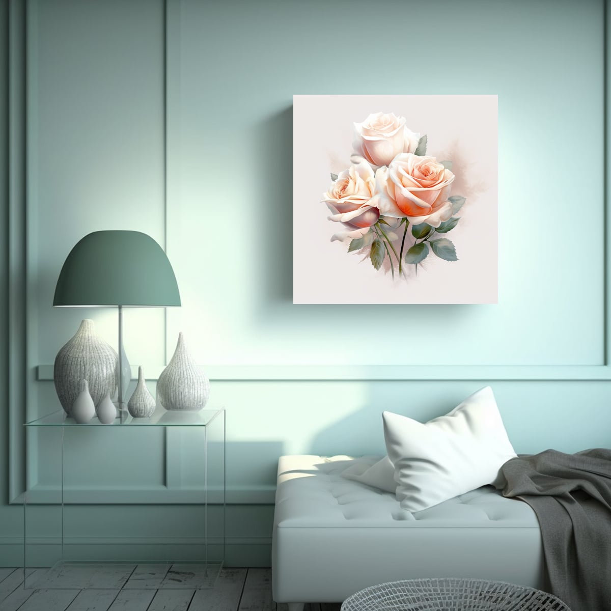 CUADRO MODERNO ESTÉTICO DE ROSA DELICADA CON 50X50 CM - 2
