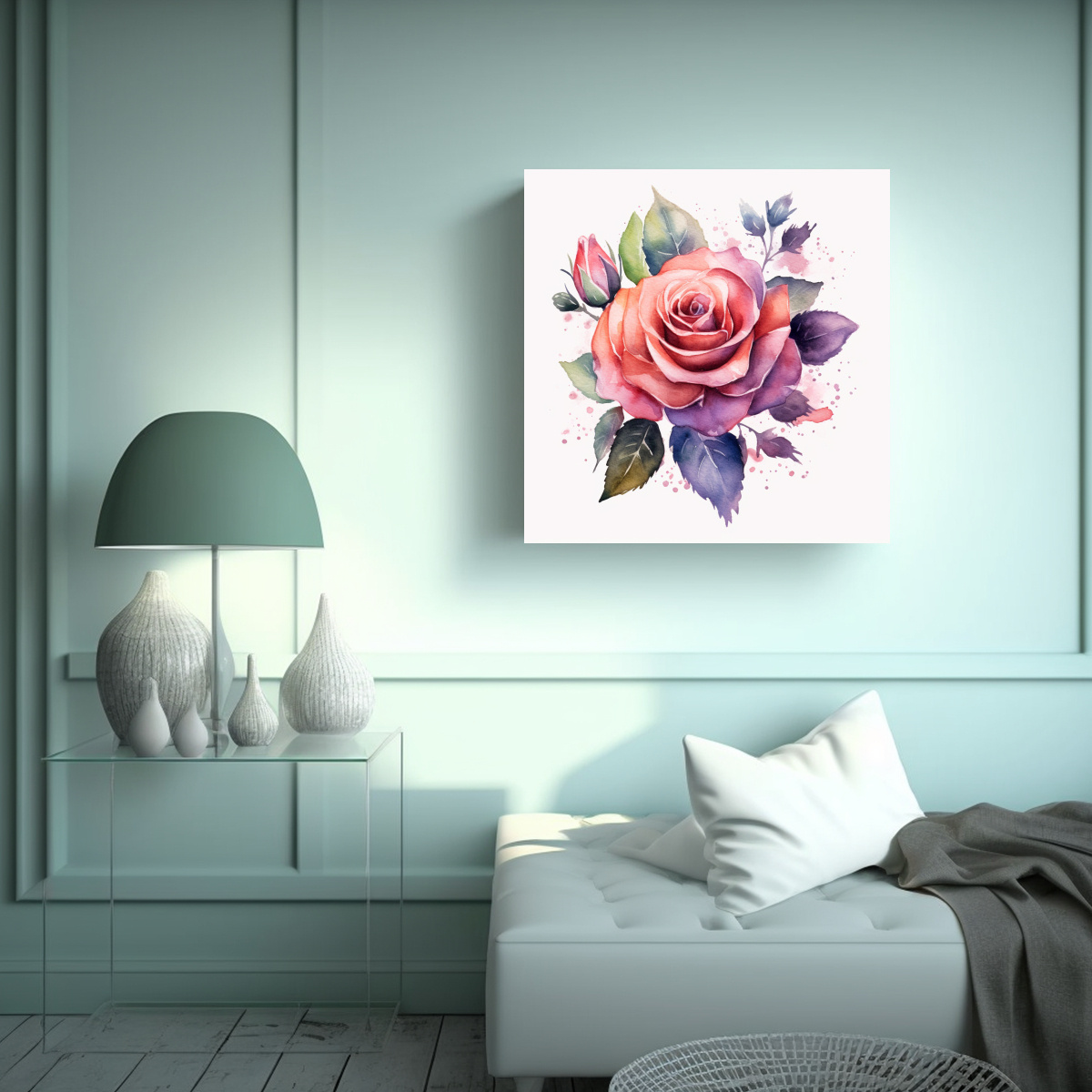 DISEÑO INNOVADOR DE CUADRO DECORATIVO CON ROSA 100X100 CM - 2