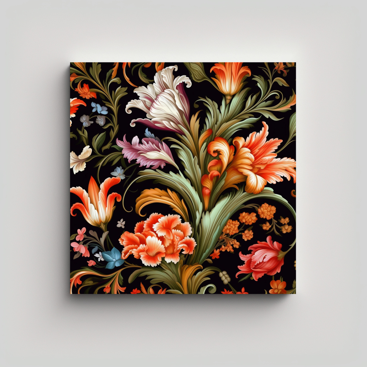 COMPOSICIÓN DE ARTE DE PARED: PATRÓN FLORAL 80X80 CM - 1