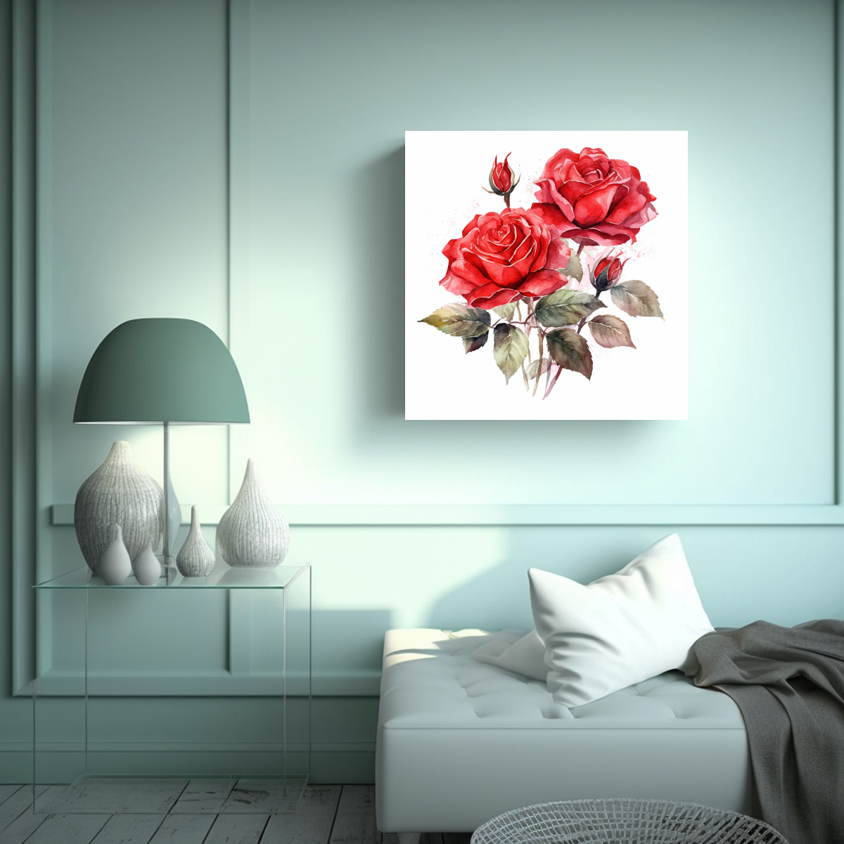 CUADRO DECORATIVO MODERNO DE ROSAS ROJAS EN 100X100 CM - 2