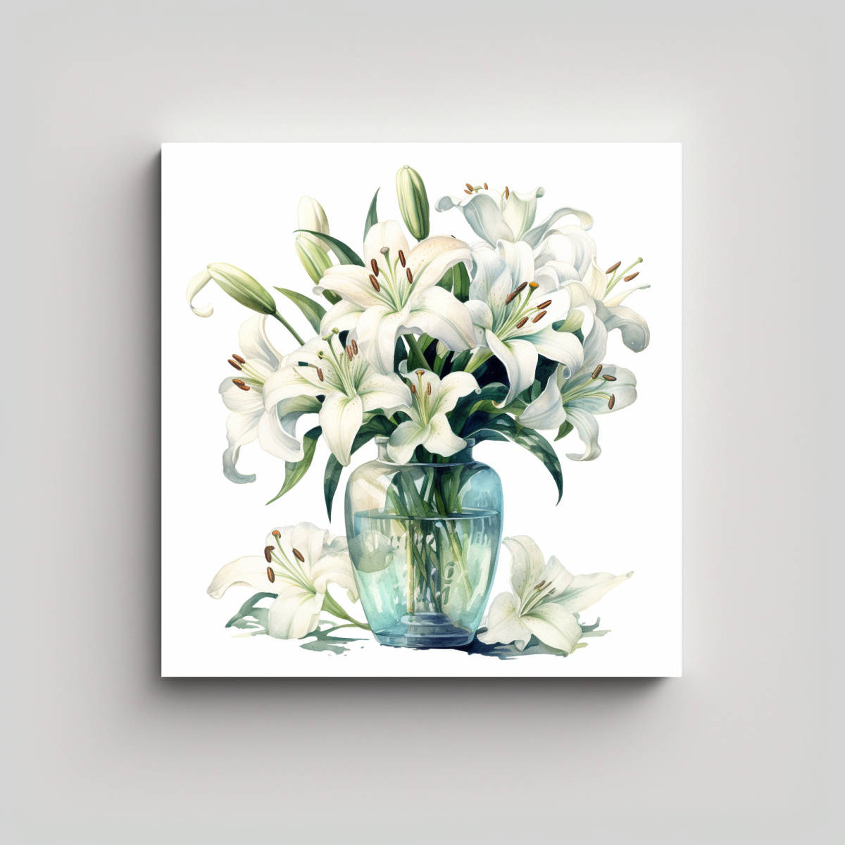 ARTE GRÁFICO CREATIVO: VASE OF LILLI EN ACUARELA 60X60 CM - 1