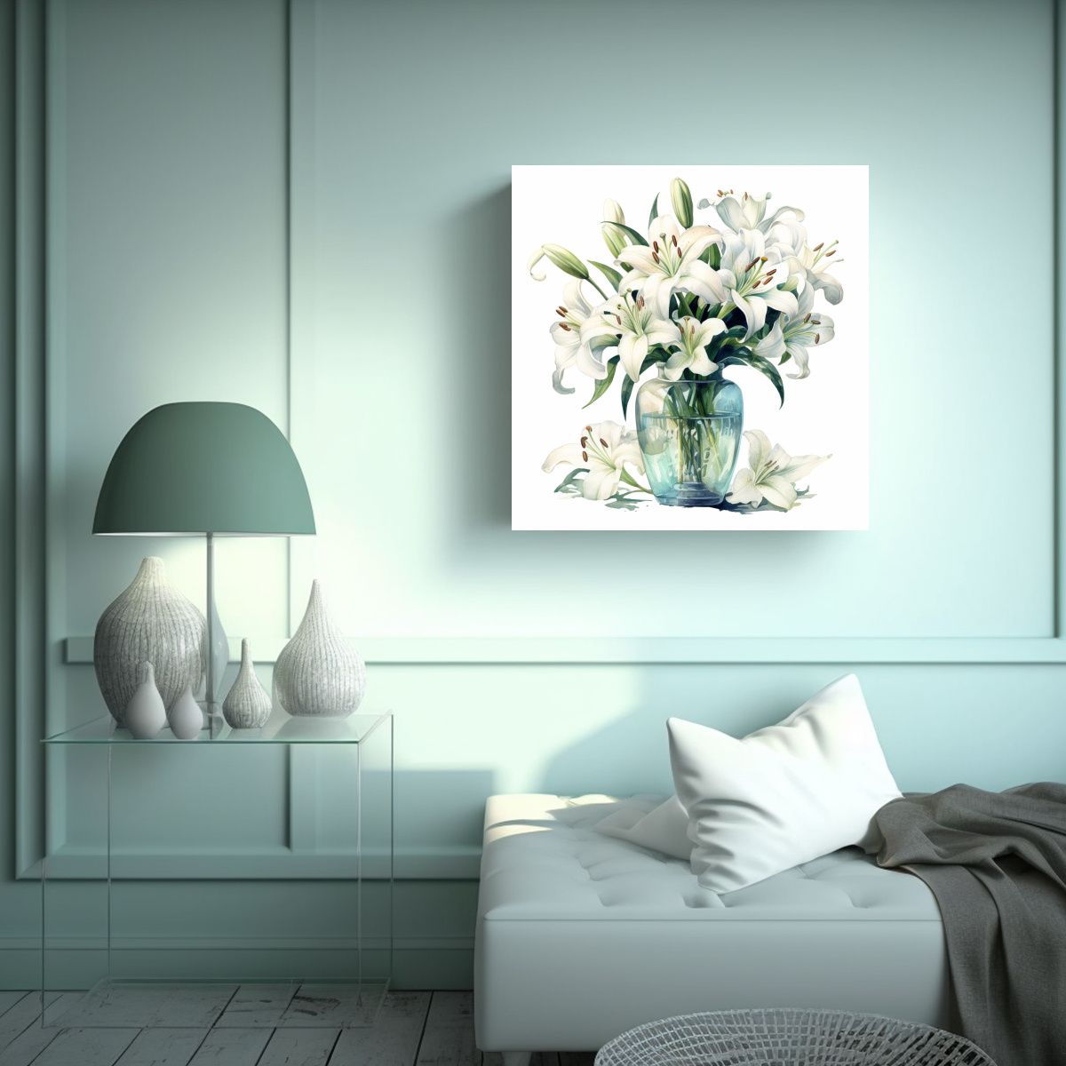 ARTE GRÁFICO CREATIVO: VASE OF LILLI EN ACUARELA 60X60 CM - 2