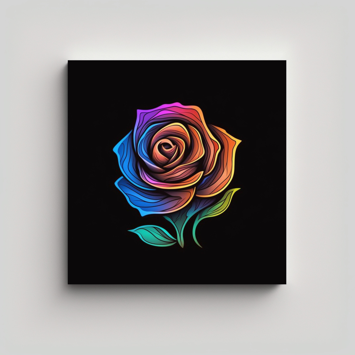 BASTIDOR DE ROSA ARCOÍRIS ABSTRACTO BOHO: 90X90 CM - 1