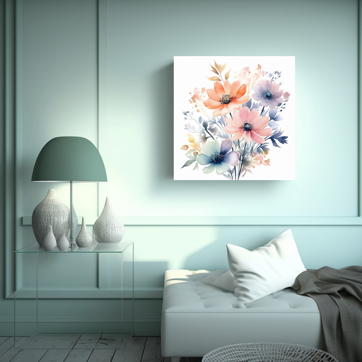 COMBINACIÓN ESPECTACULAR DE FLORES EN LIENZO 60X60 CM - 2