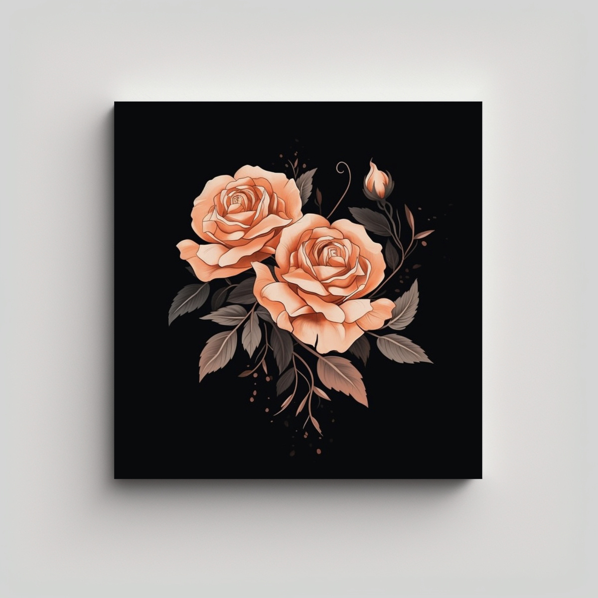 ILUSTRACIÓN DELICADA DE ROSA EN ACUARELA: CUADRO 40X40 CM - 1