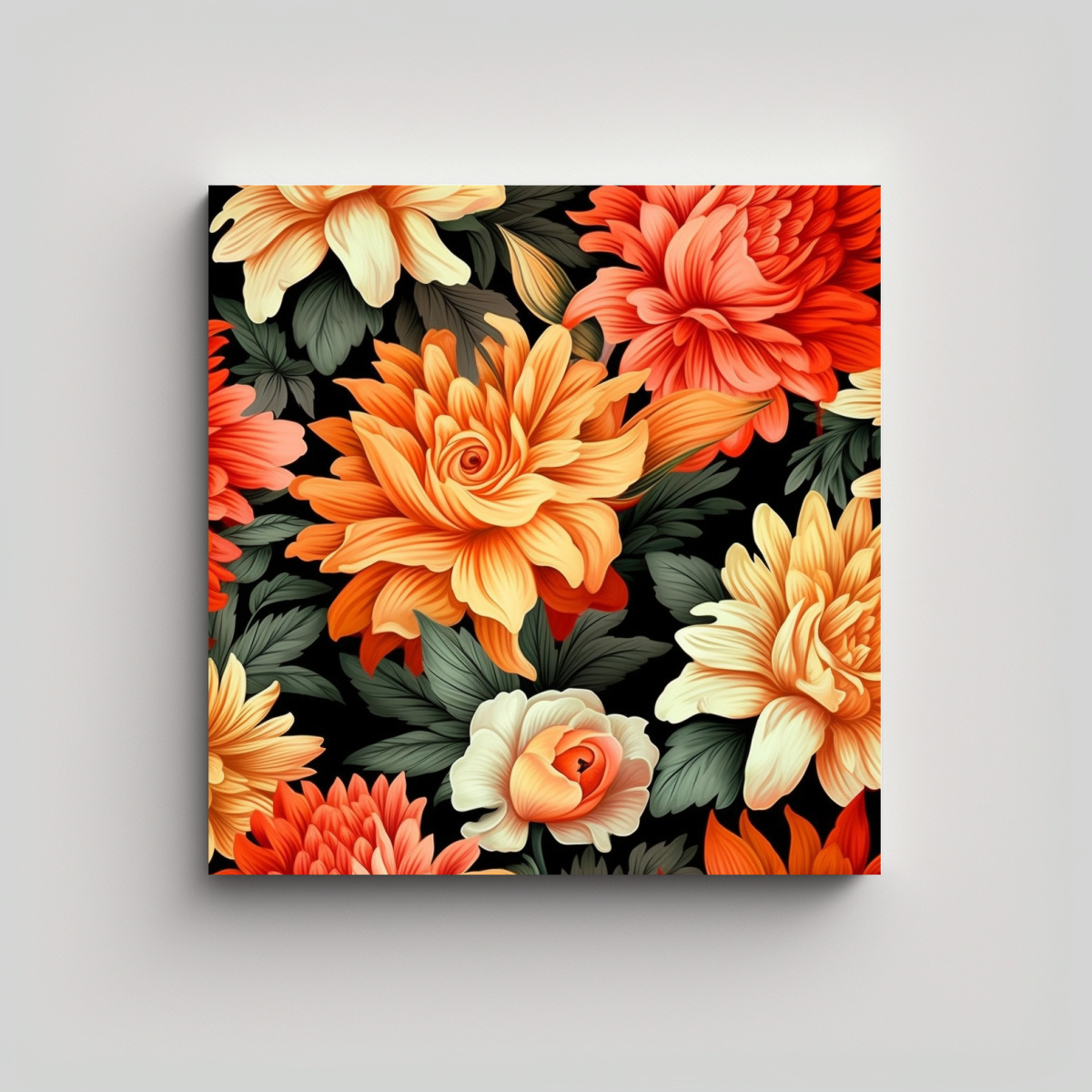 MURALES DE LIENZO CON PATRÓN FLORAL HERMOSO Y 100X100 CM - 1