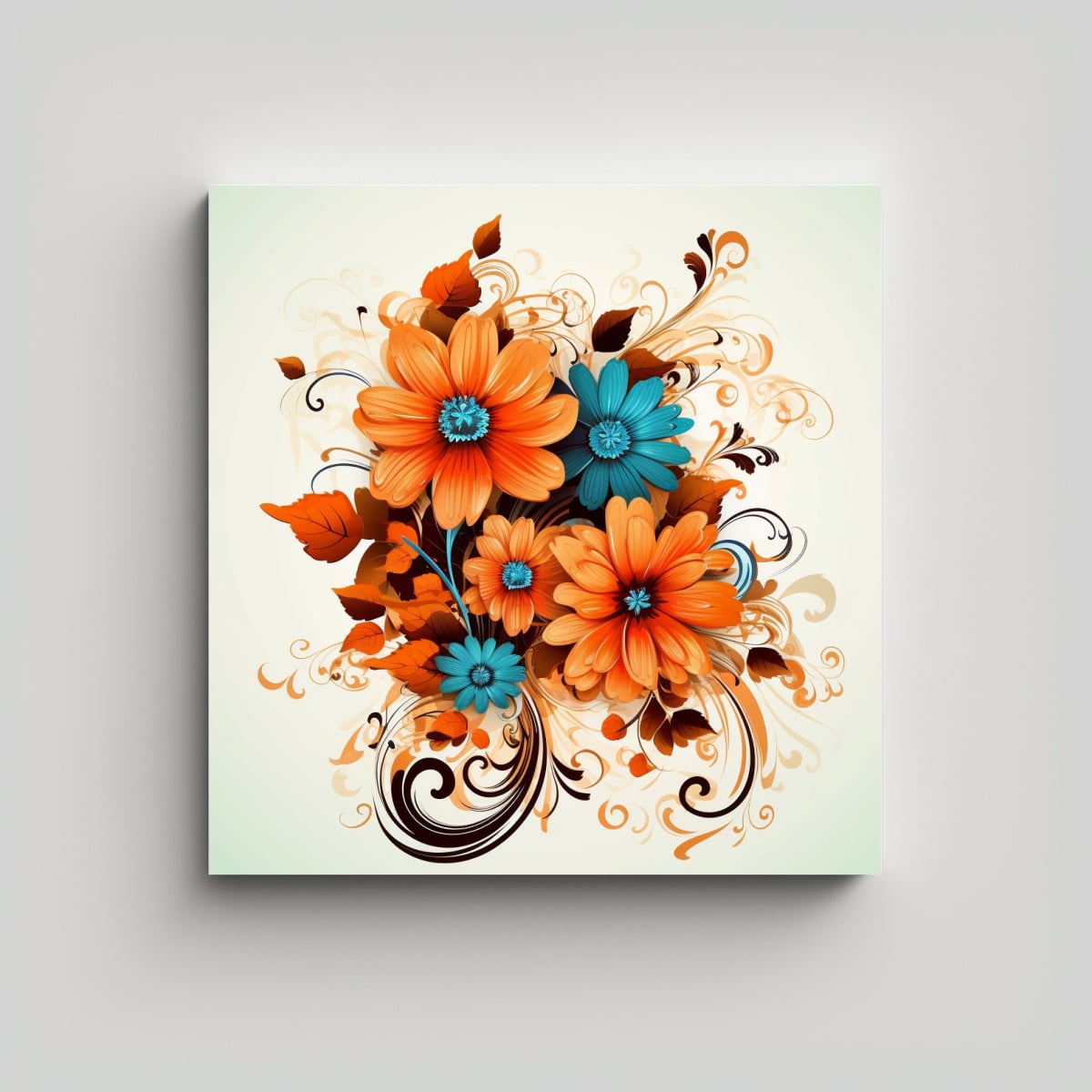 EXPOSICIÓN DE CUADRO DE DIBUJO: FLORES EN VECTOR 20X20 CM - 1