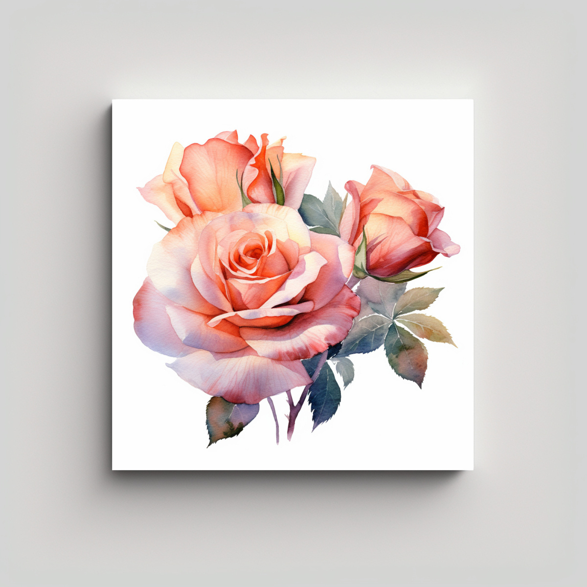 ARTE FLORAL REALISTA EN ACUARELA: DISEÑO 70X70 CM - 1