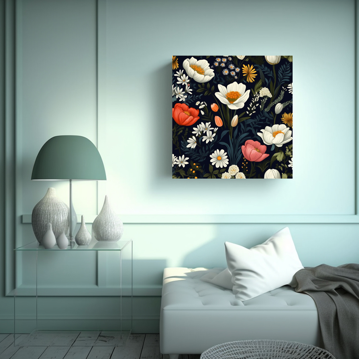 ILUSTRACIÓN SUBLIMADA DE FLORES SILVESTRES EN 70X70 CM - 2