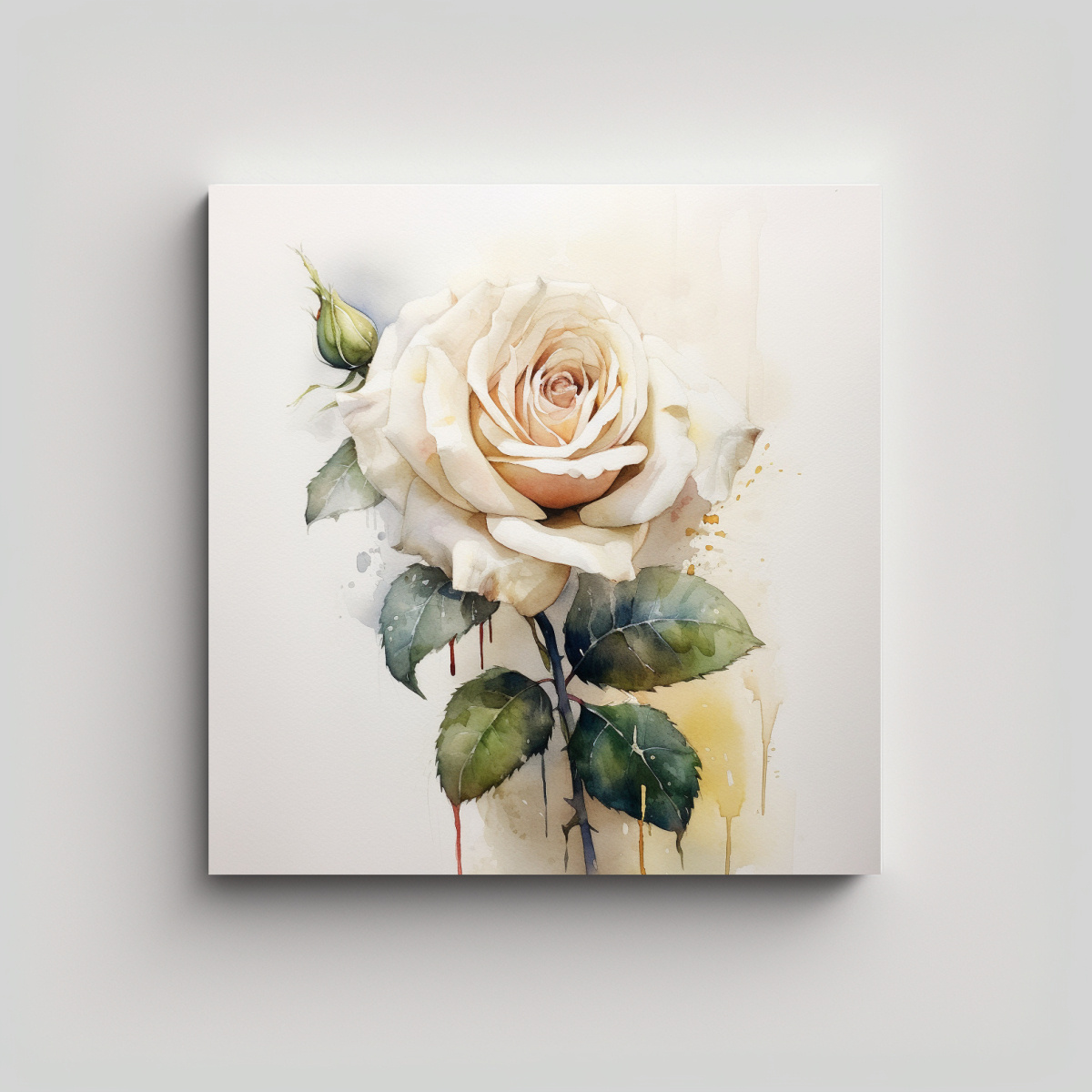 CUADRO DECORATIVO STREET ART DE ROSA BLANCA EN 100X100 CM - 1